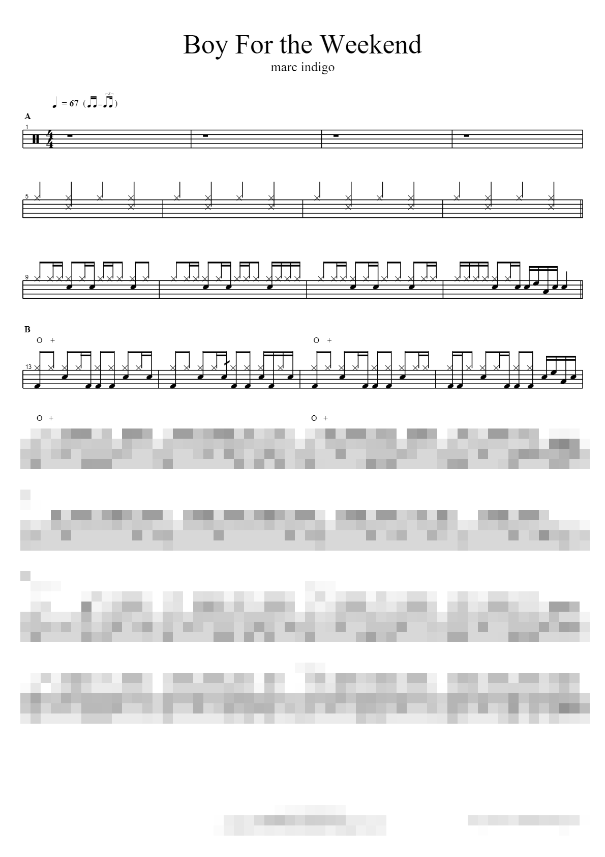 Boy For the Weekend Sheet Music Preview