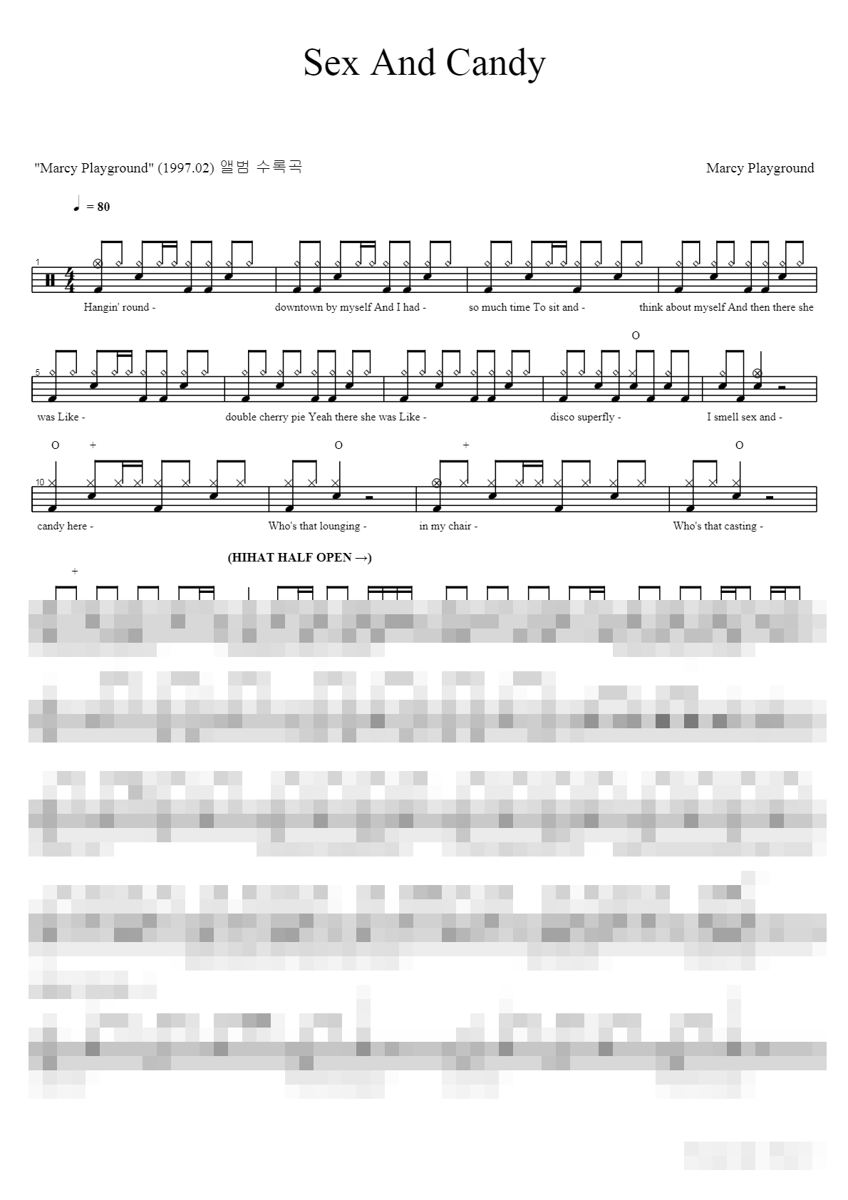 Sex And Candy Sheet Music Preview