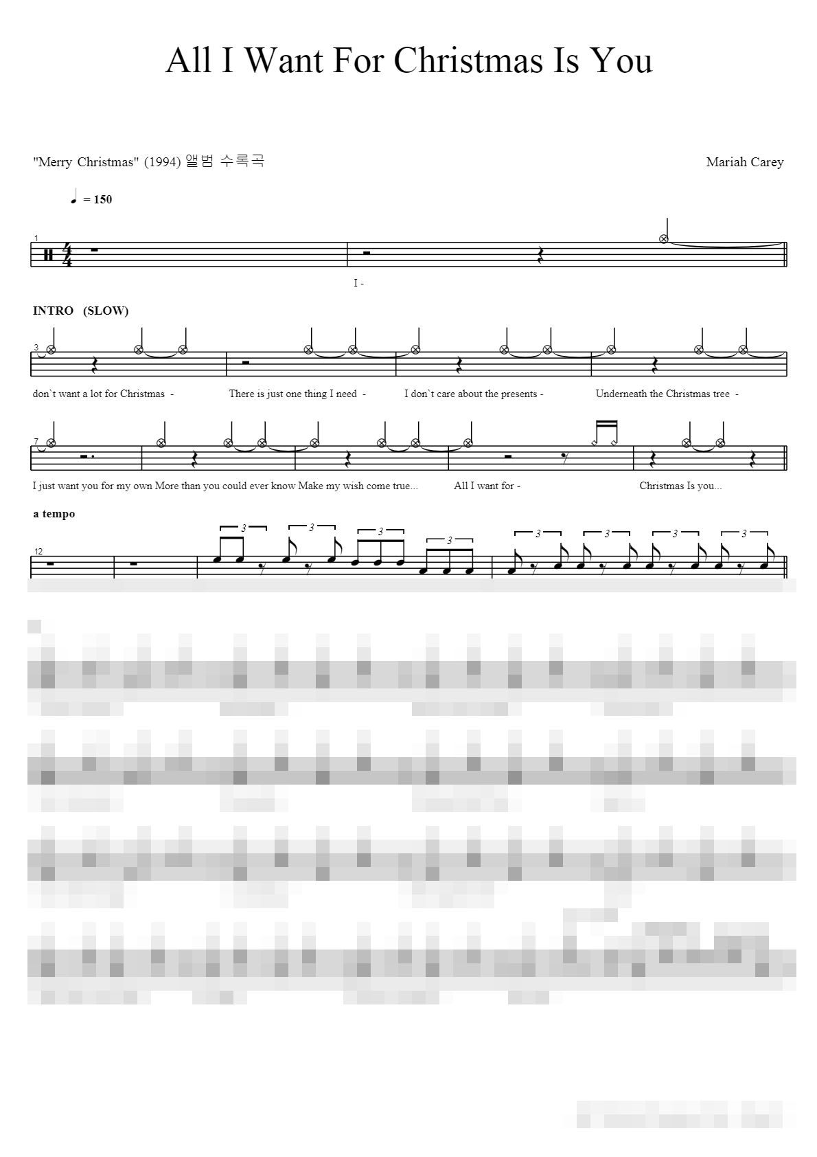All I Want For Christmas is you Sheet Music Preview