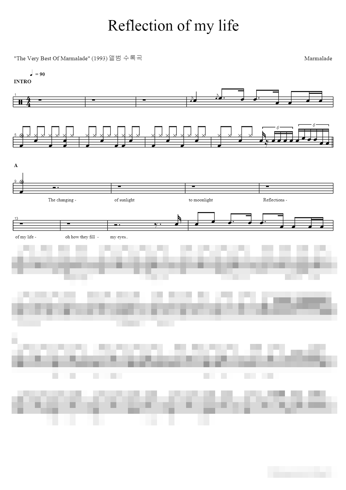 Reflection Of My Life Sheet Music Preview