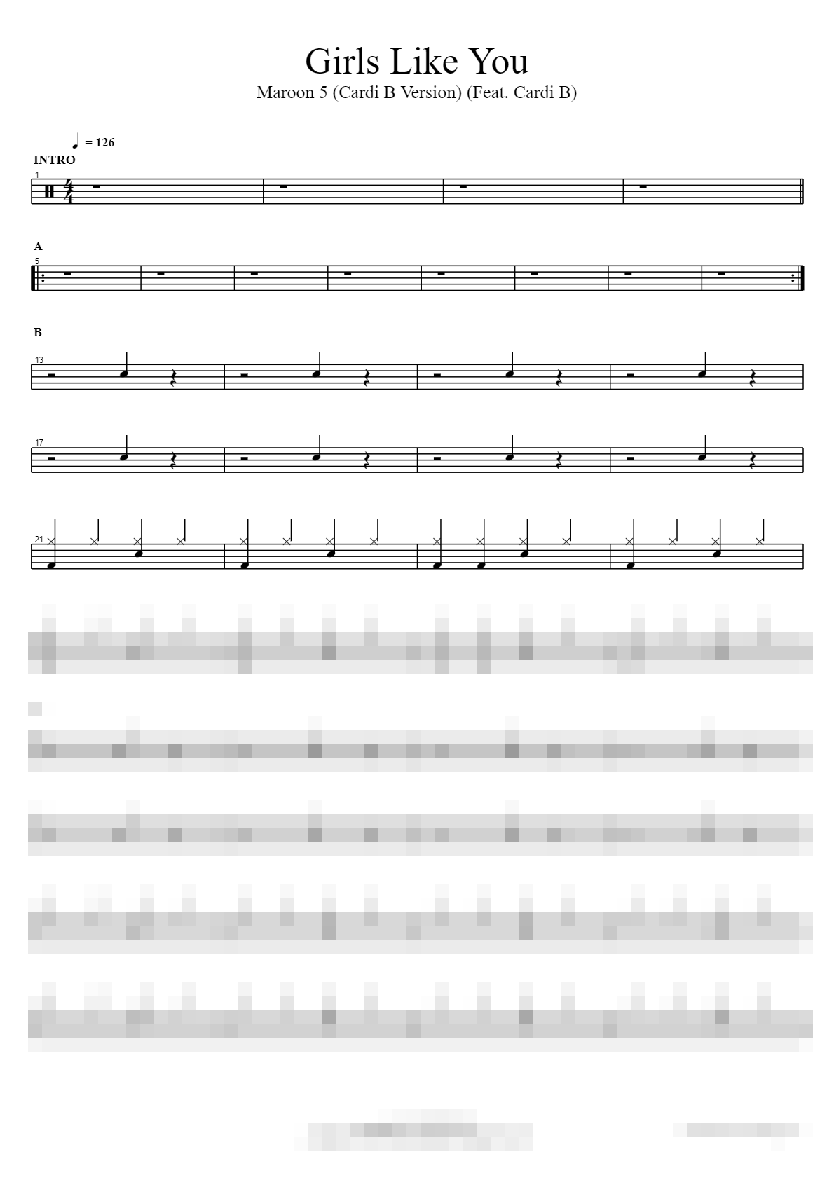 Girls Like You (Cardi B Version) (Feat. Cardi B) Sheet Music Preview