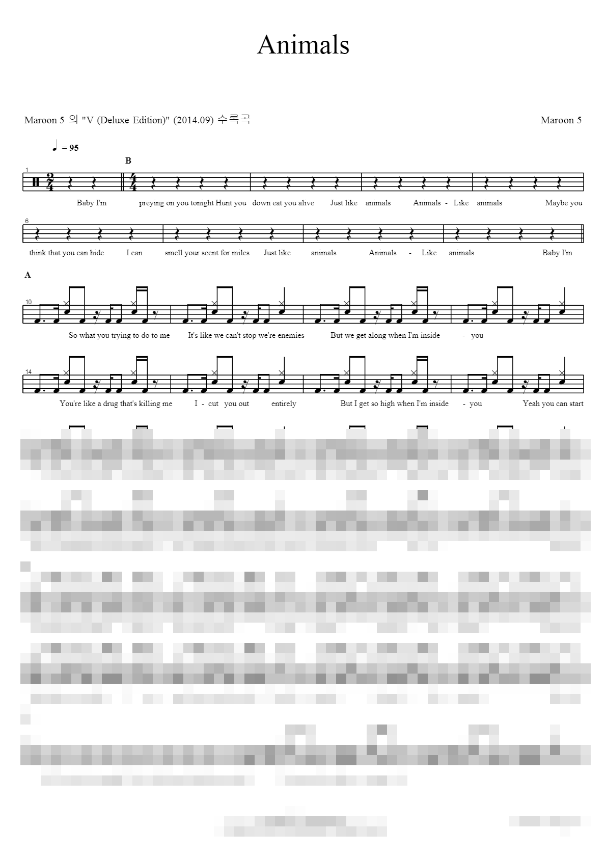 Animals Sheet Music Preview