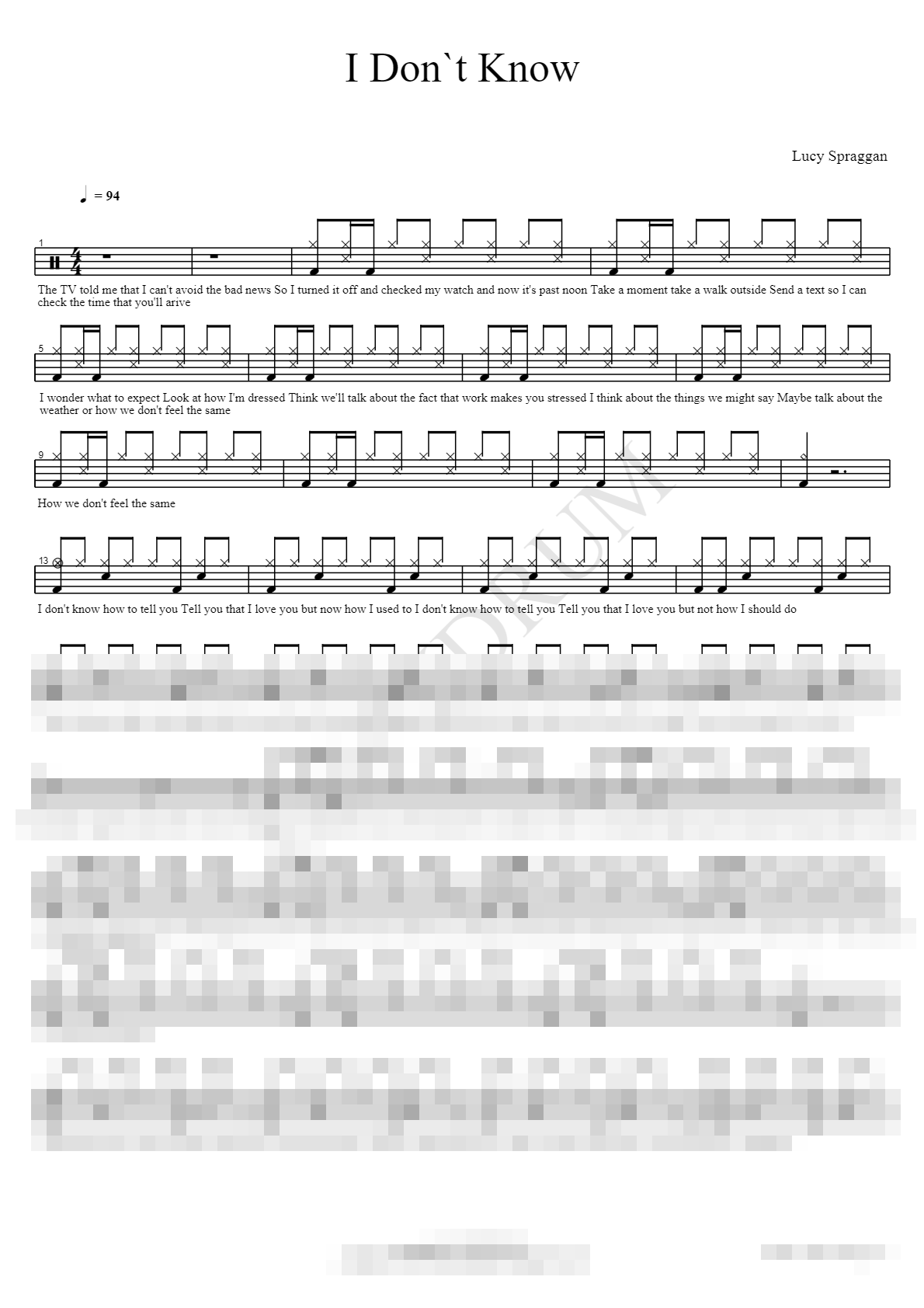 I Don`t Know Sheet Music Preview
