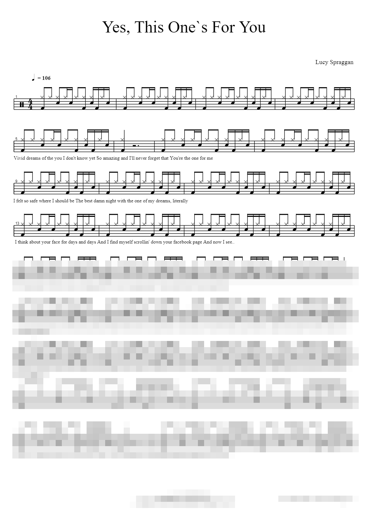 Yes, This One`s For You Sheet Music Preview