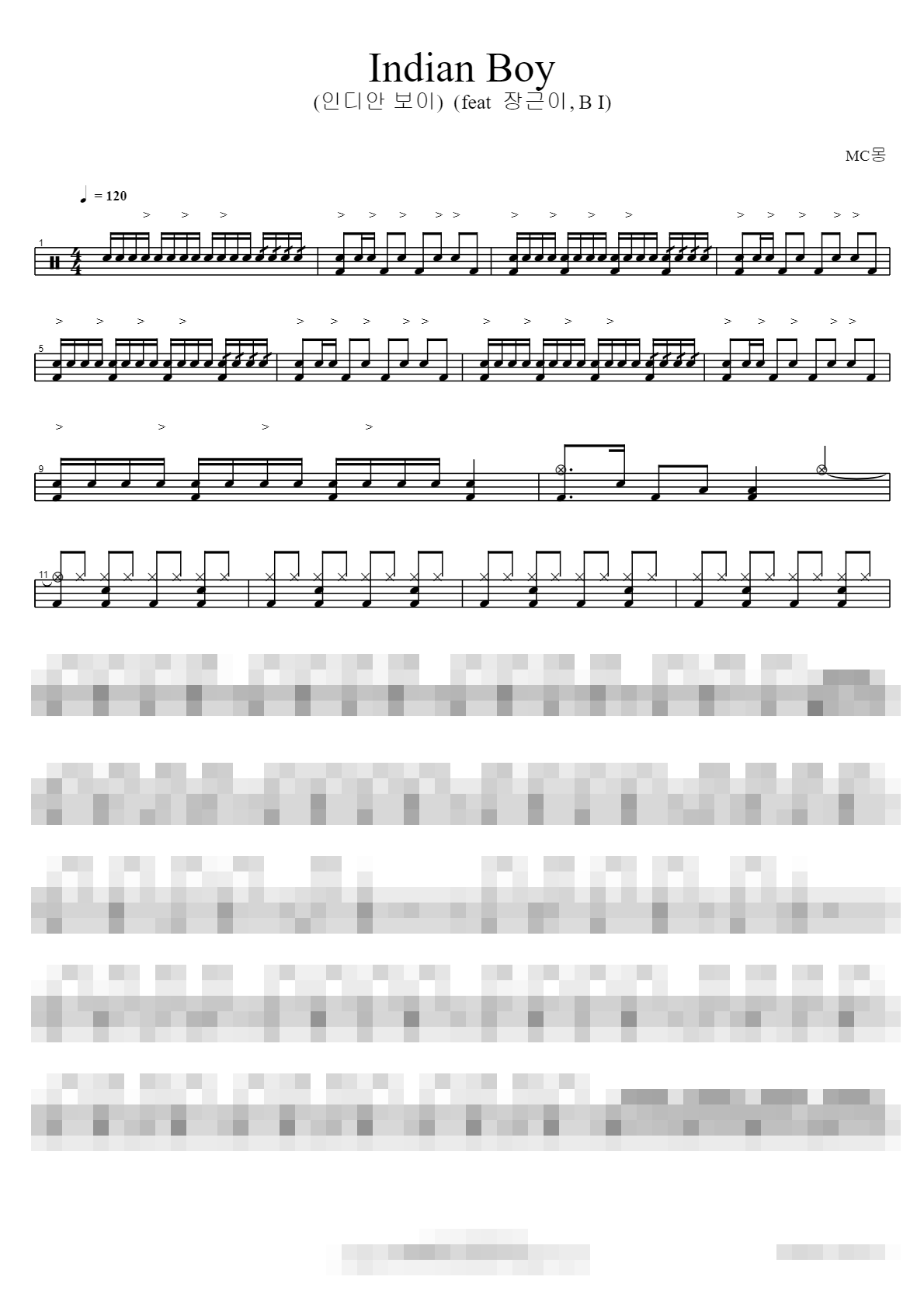 Indian Boy(인디안 보이) (feat 장근이, B I) Sheet Music Preview