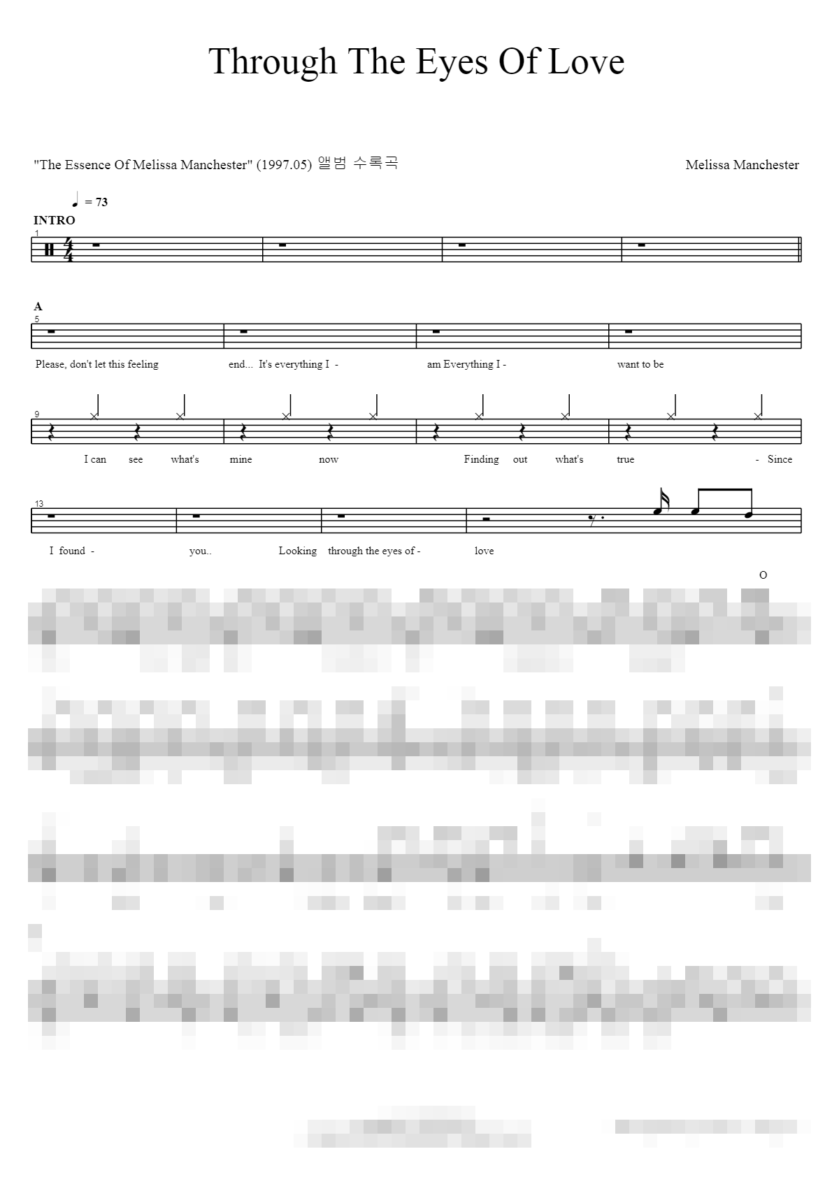 Through The Eyes Of Love Sheet Music Preview