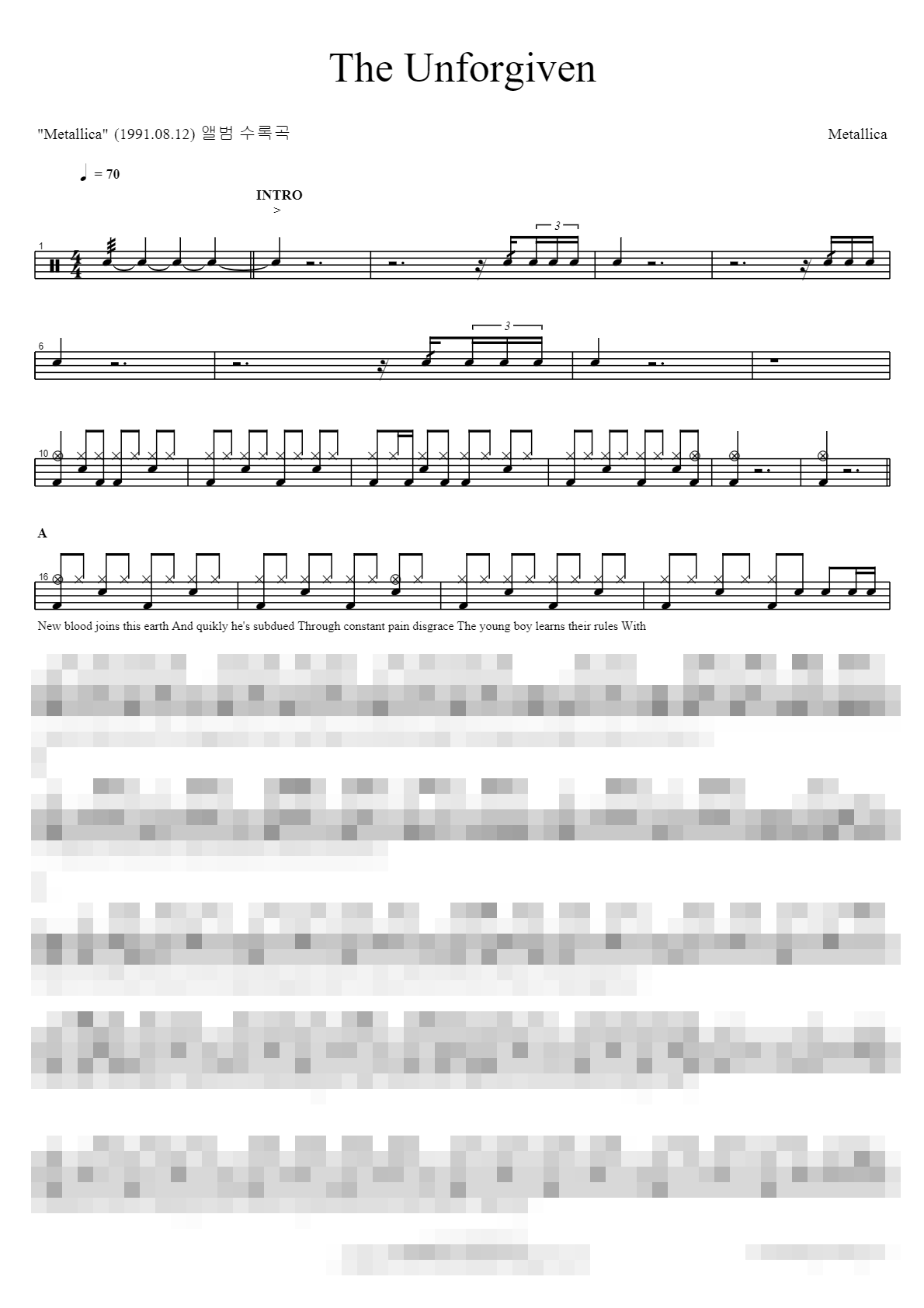 The Unforgiven Sheet Music Preview