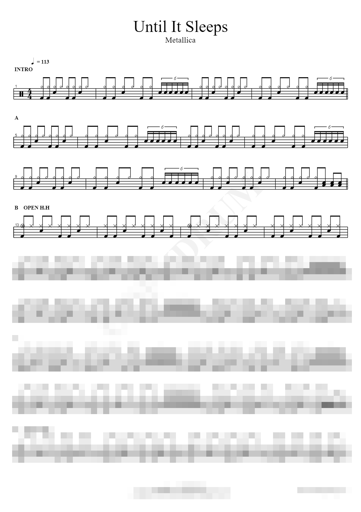 Until It Sleeps Sheet Music Preview