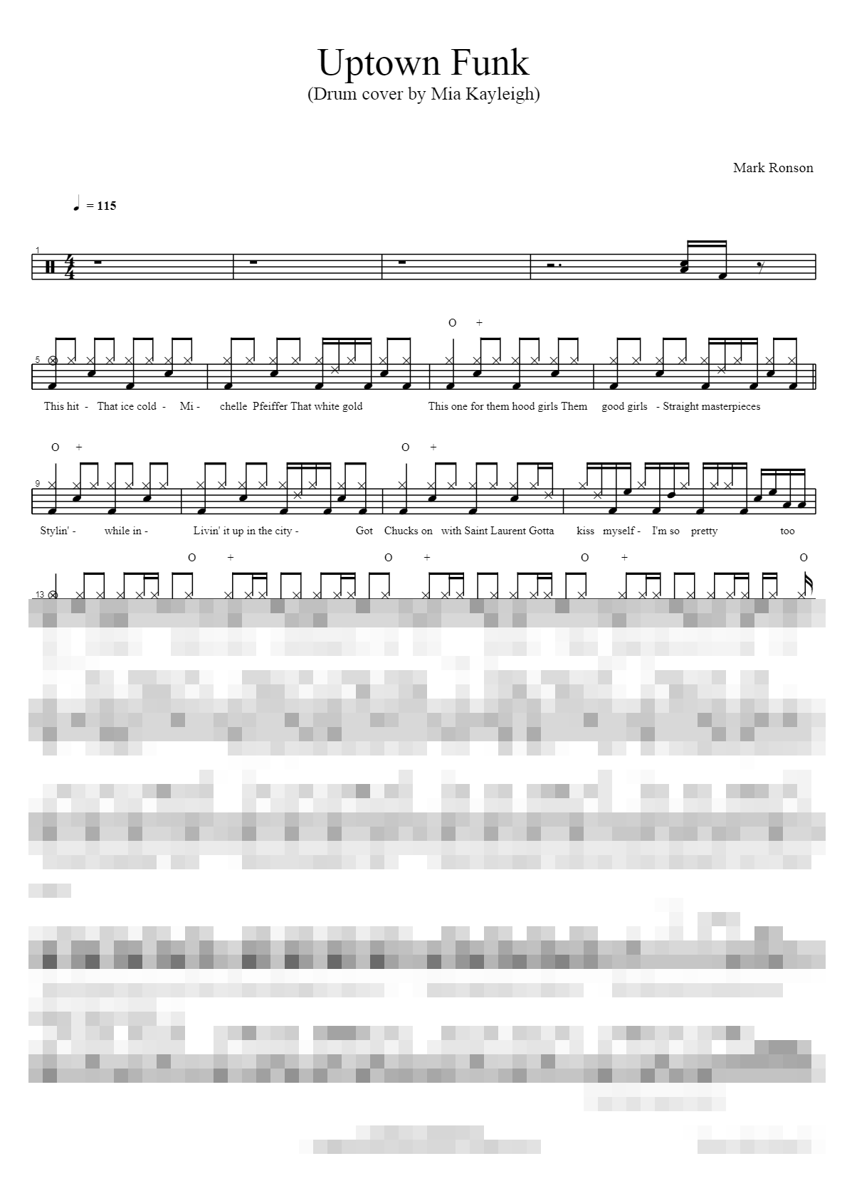 Uptown Funk Sheet Music Preview