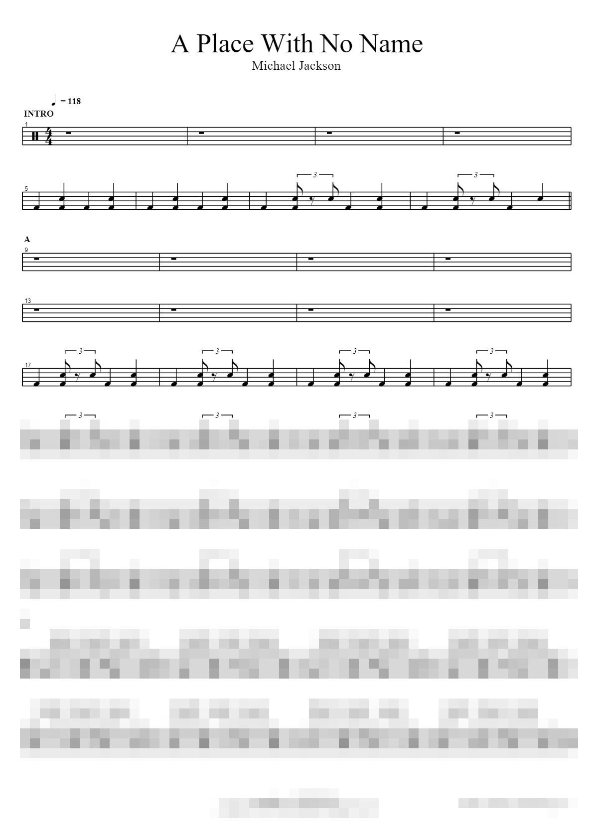 A Place With No Name Sheet Music Preview