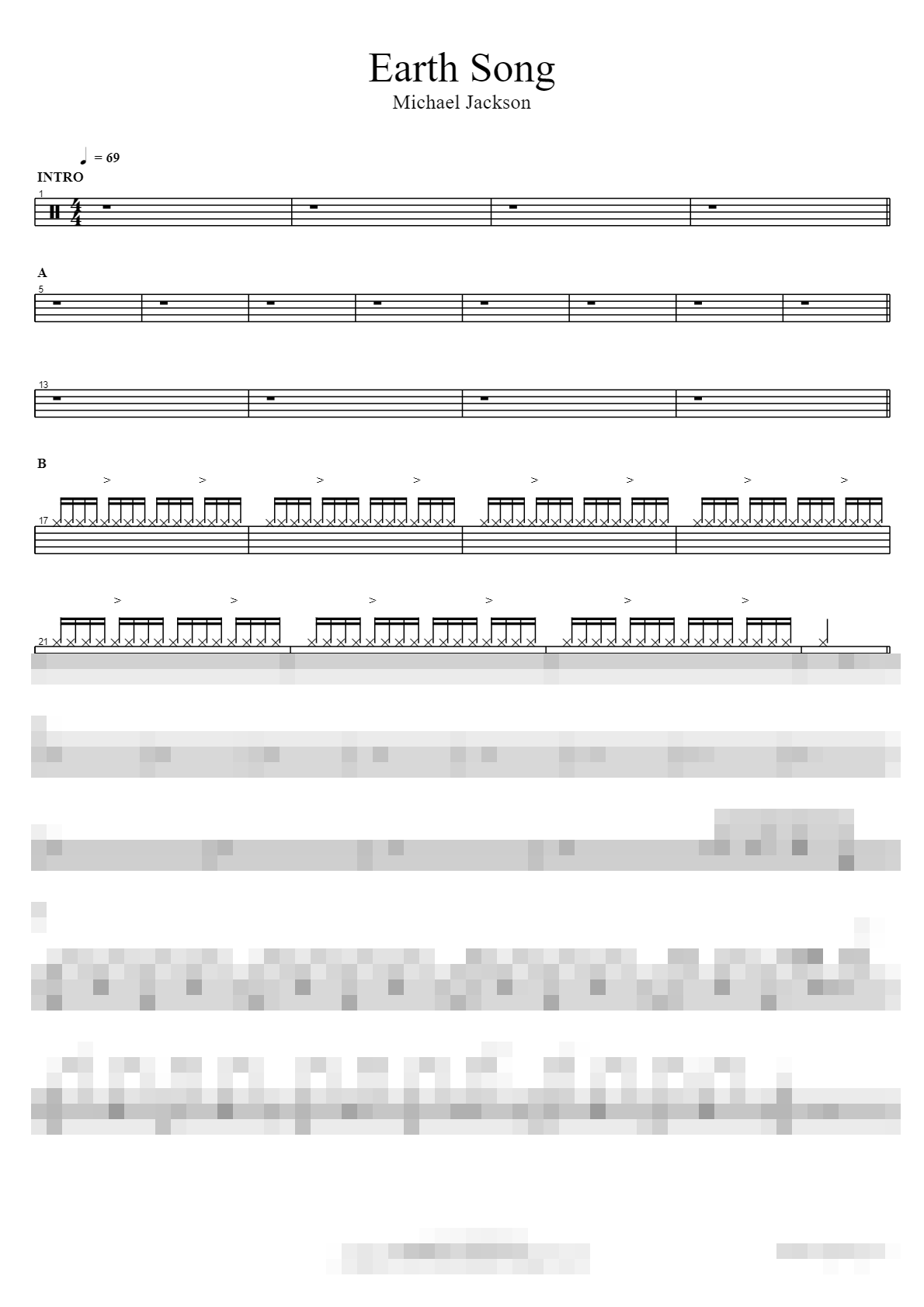Earth Song Sheet Music Preview