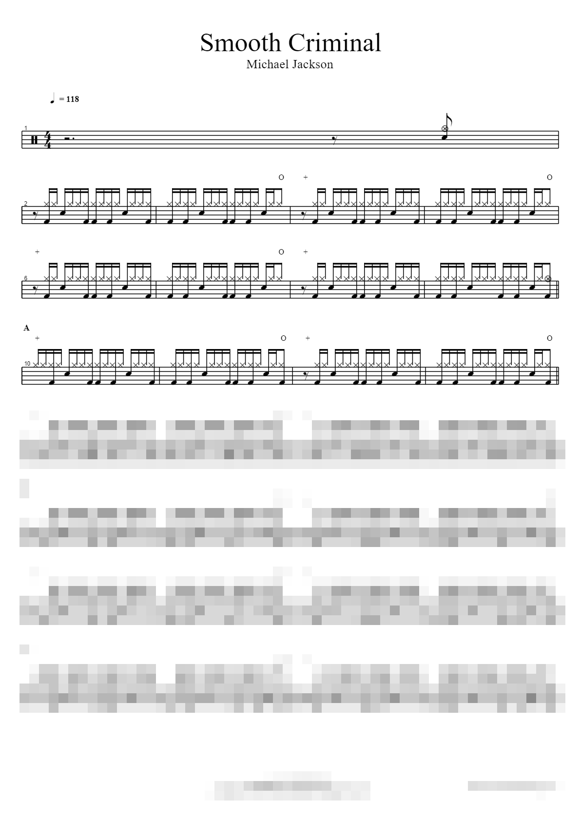 Smooth Criminal Sheet Music Preview