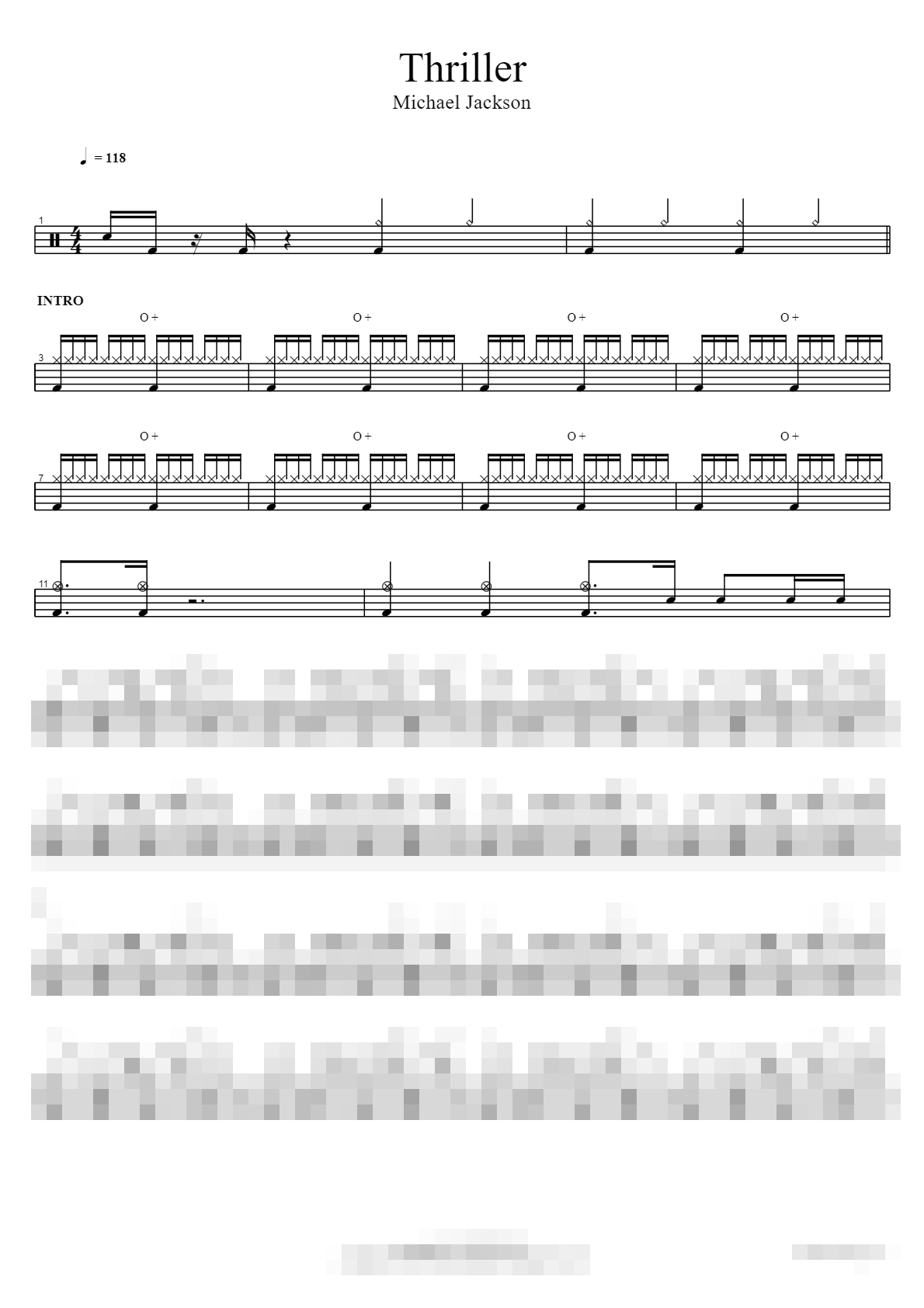 Thriller Sheet Music Preview