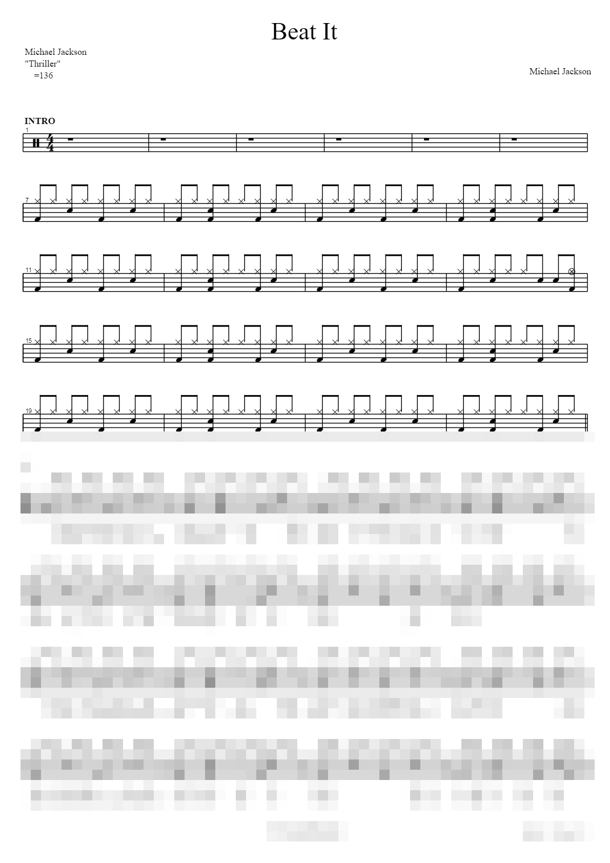 Beat It Sheet Music Preview