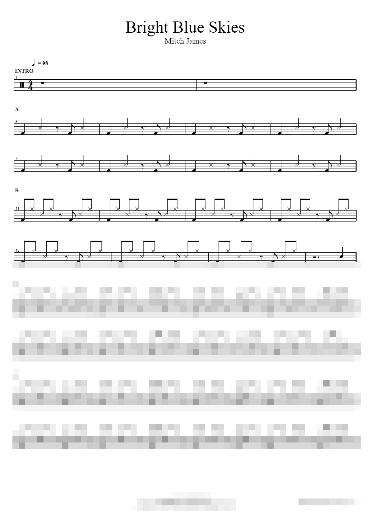 Bright Blue Skies Sheet Music Preview