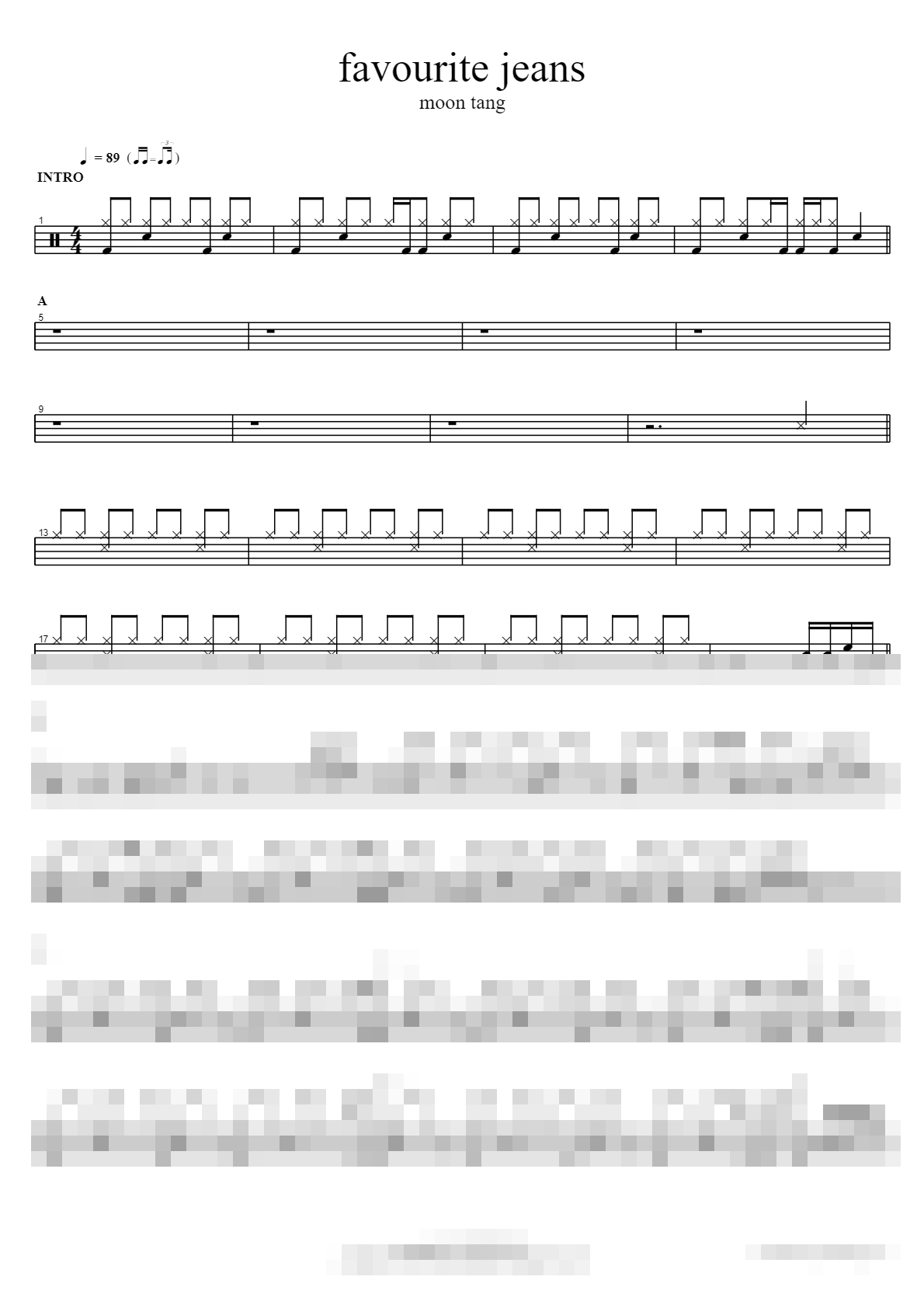 favourite jeans Sheet Music Preview