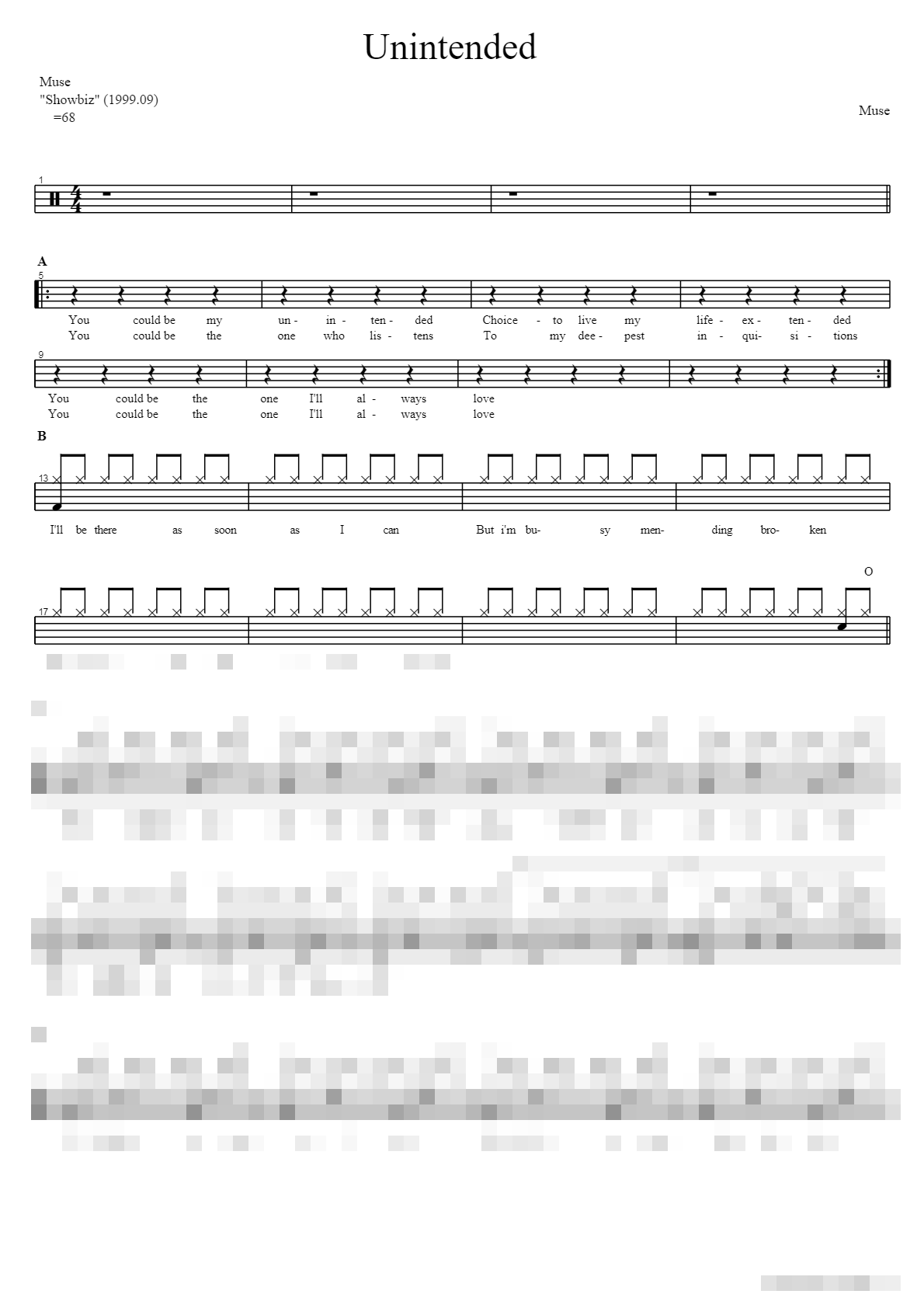 Unintended Sheet Music Preview