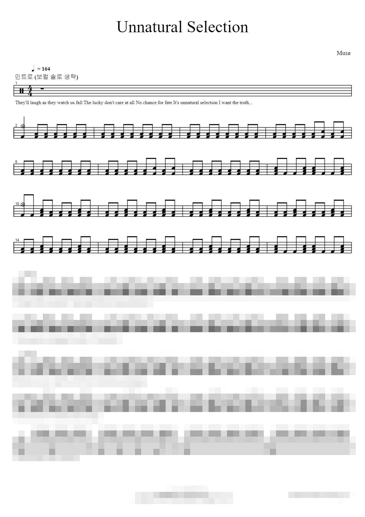 Unnatural Selection Sheet Music Preview