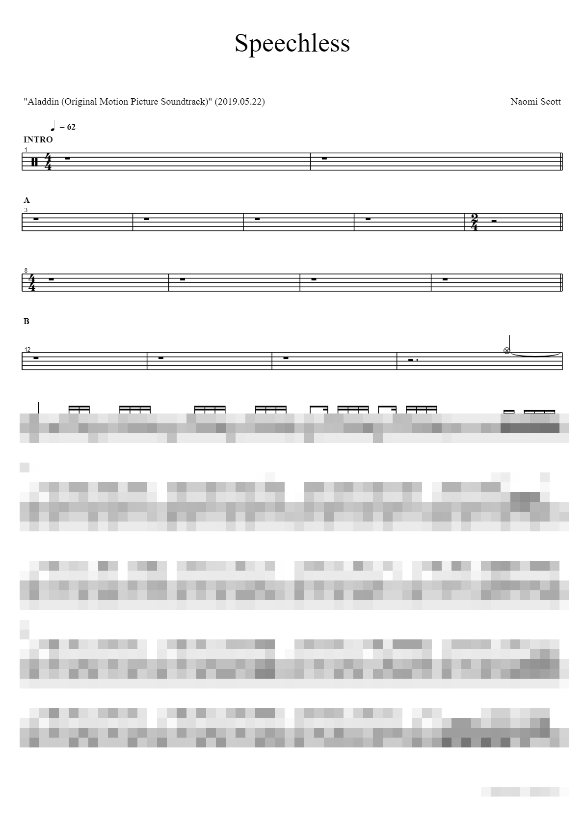 Speechless Sheet Music Preview