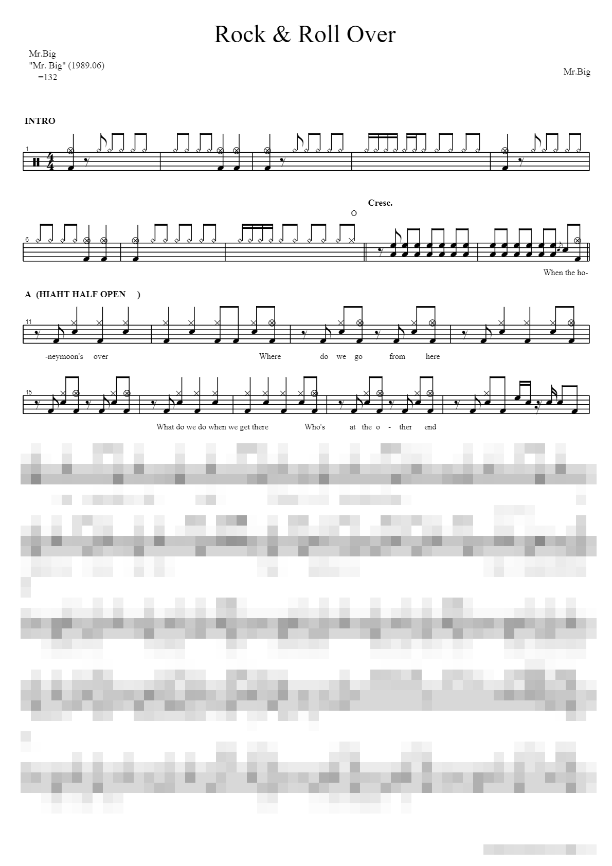 Rock Roll Over Sheet Music Preview