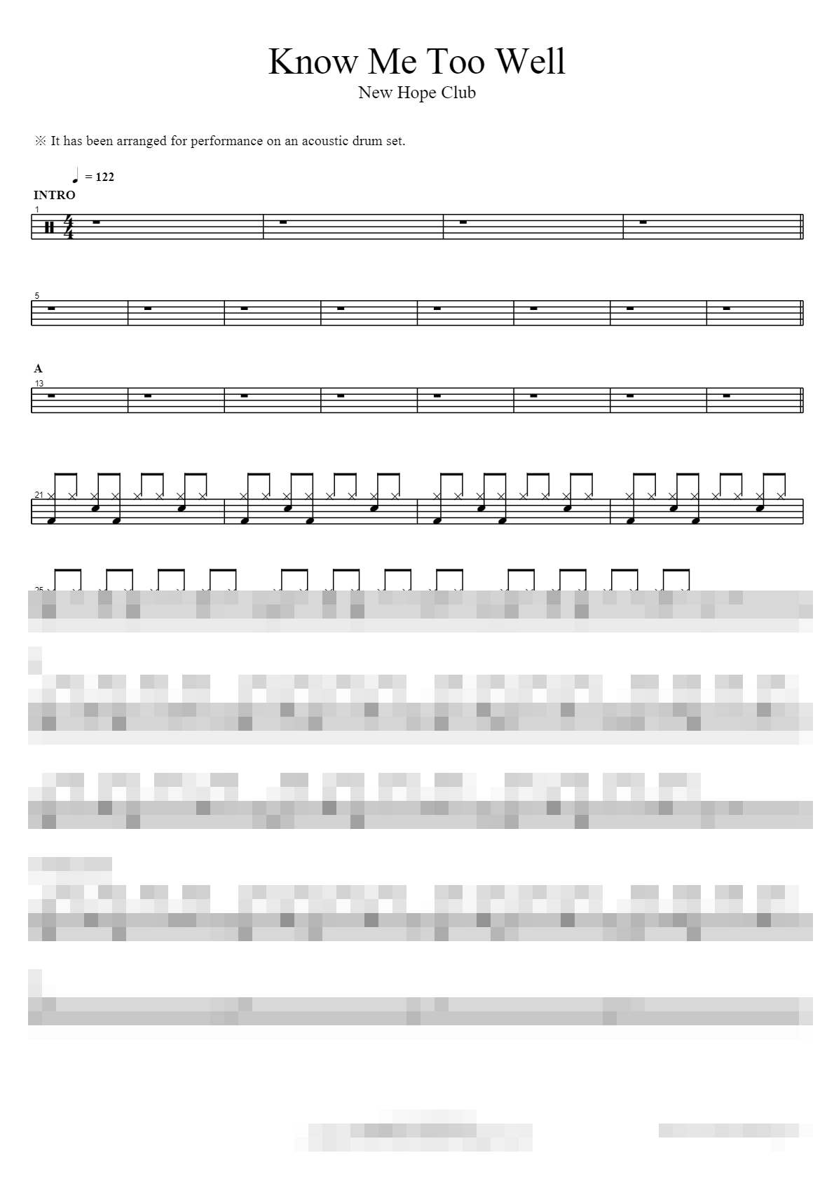 Know Me Too Well Sheet Music Preview