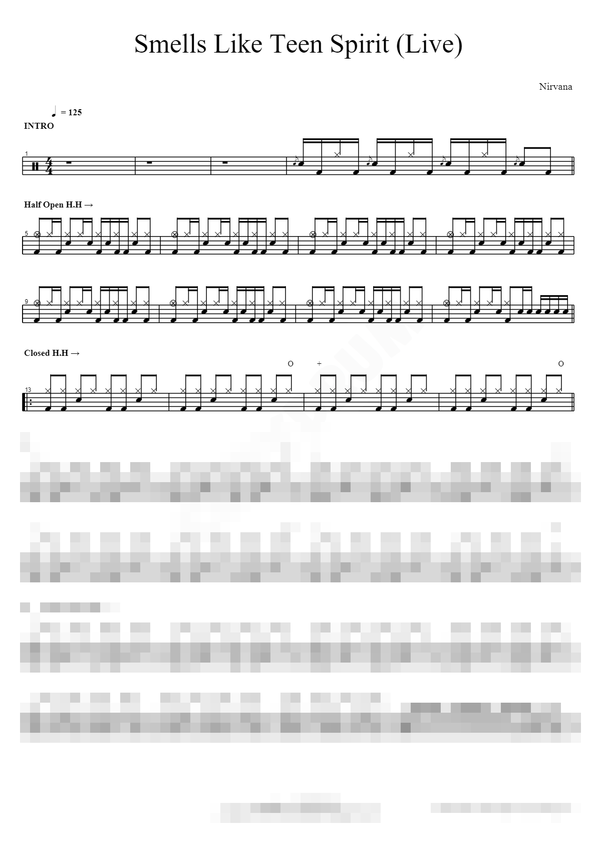 Smells Like Teen Spirit (Live) Sheet Music Preview