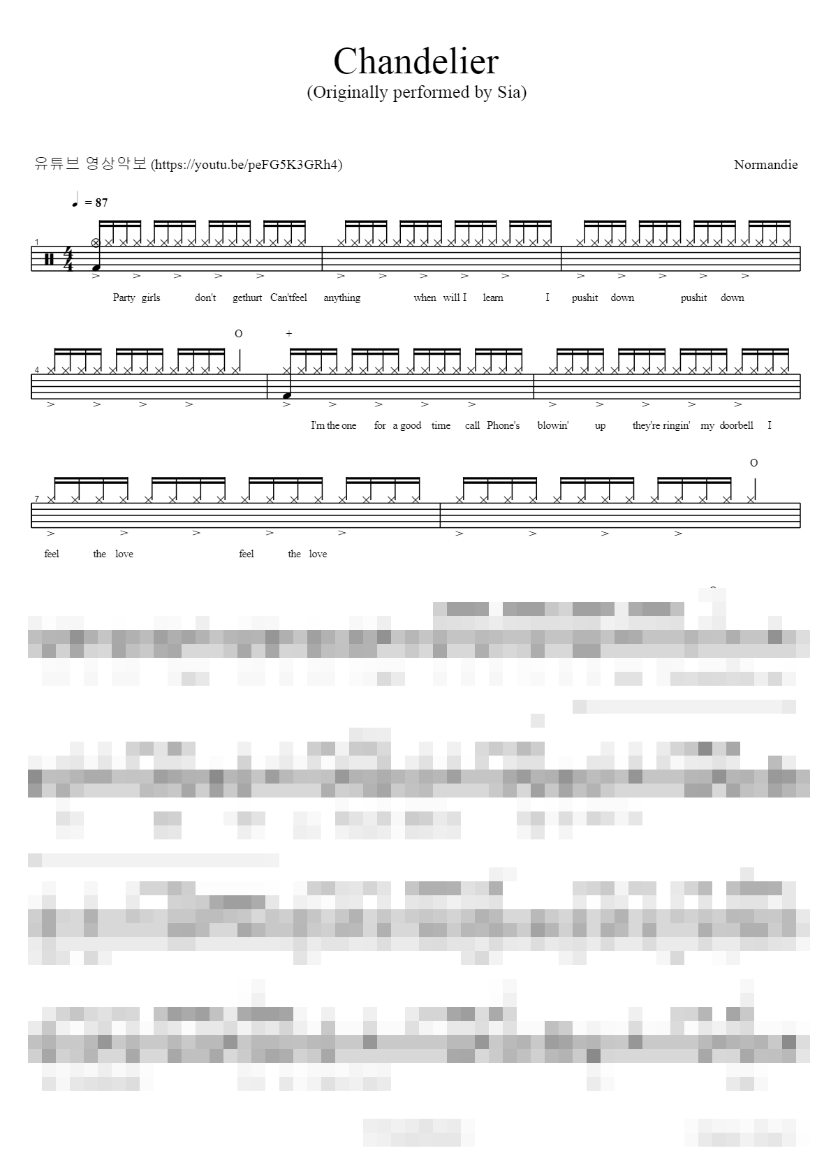 Chandelier Sheet Music Preview