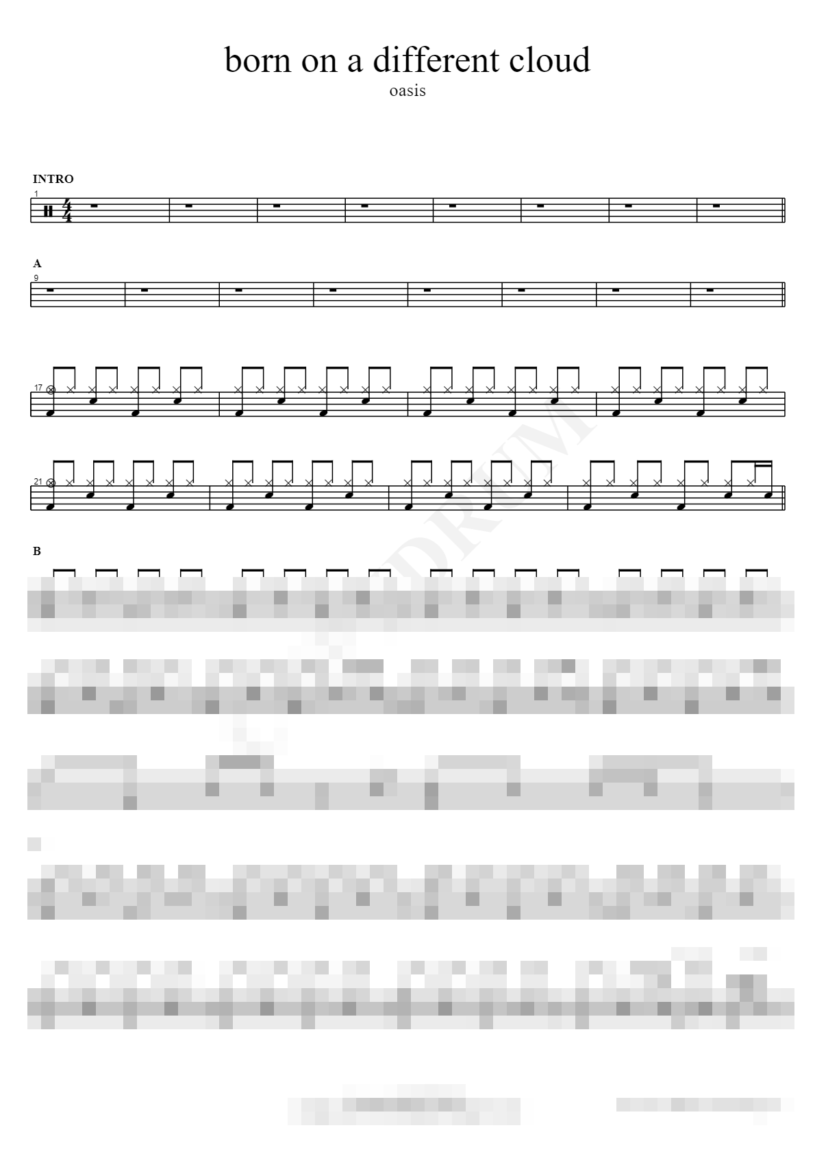 born on a different cloud Sheet Music Preview