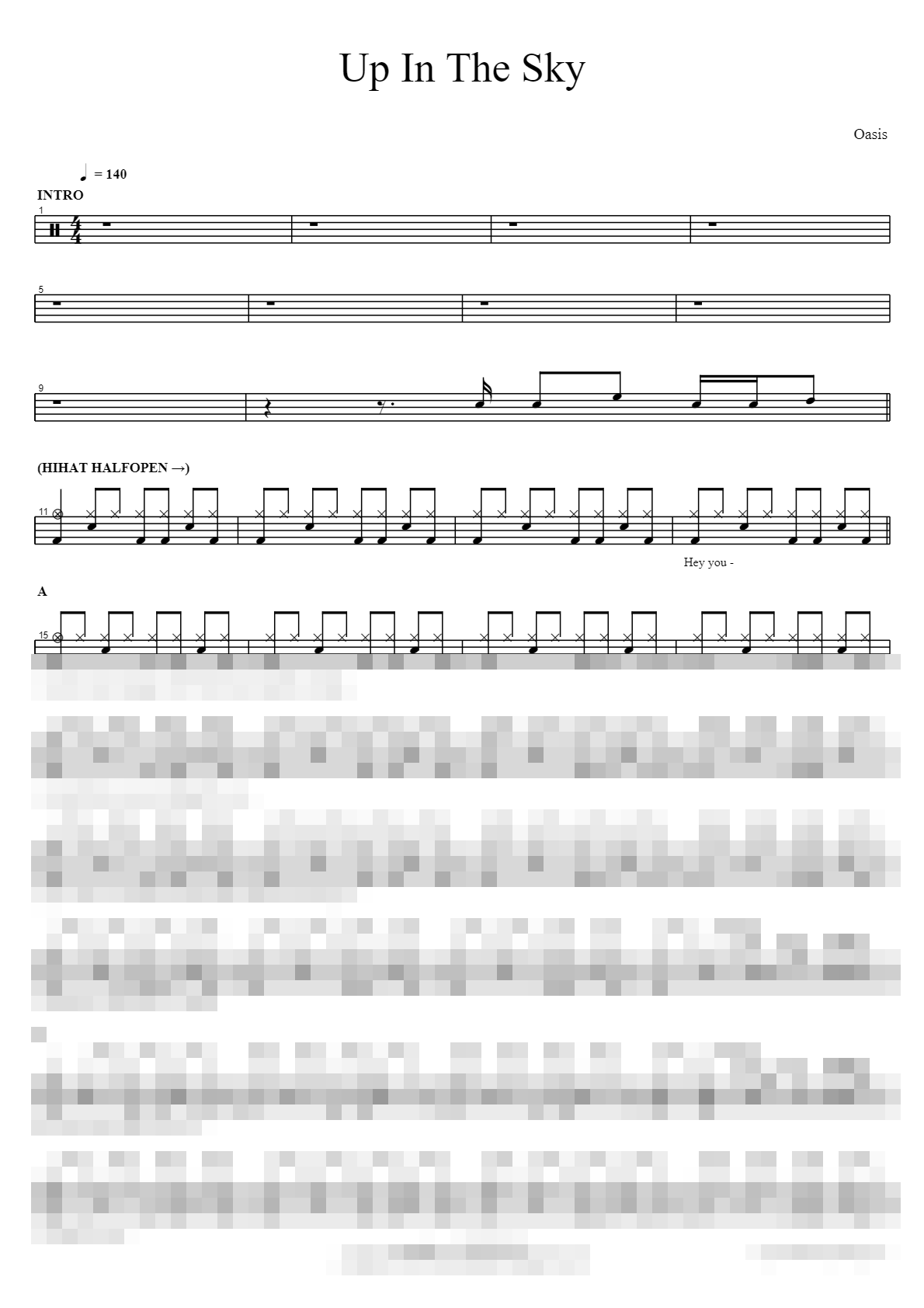 Up In The Sky Sheet Music Preview