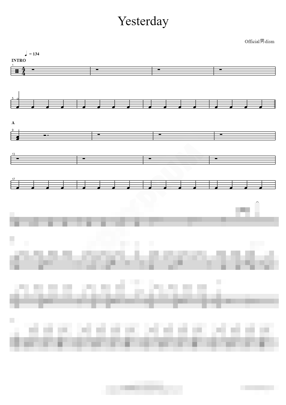 Yesterday Sheet Music Preview