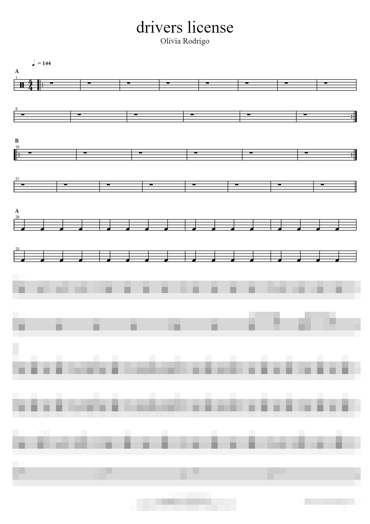 drivers license Sheet Music Preview
