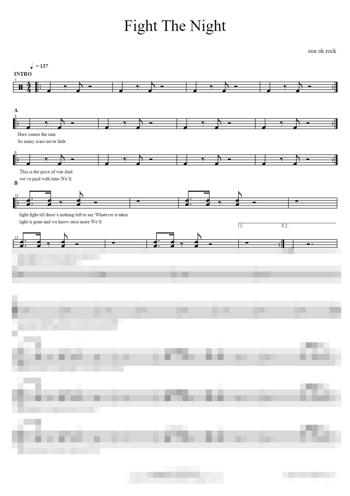 Fight The Night Sheet Music Preview