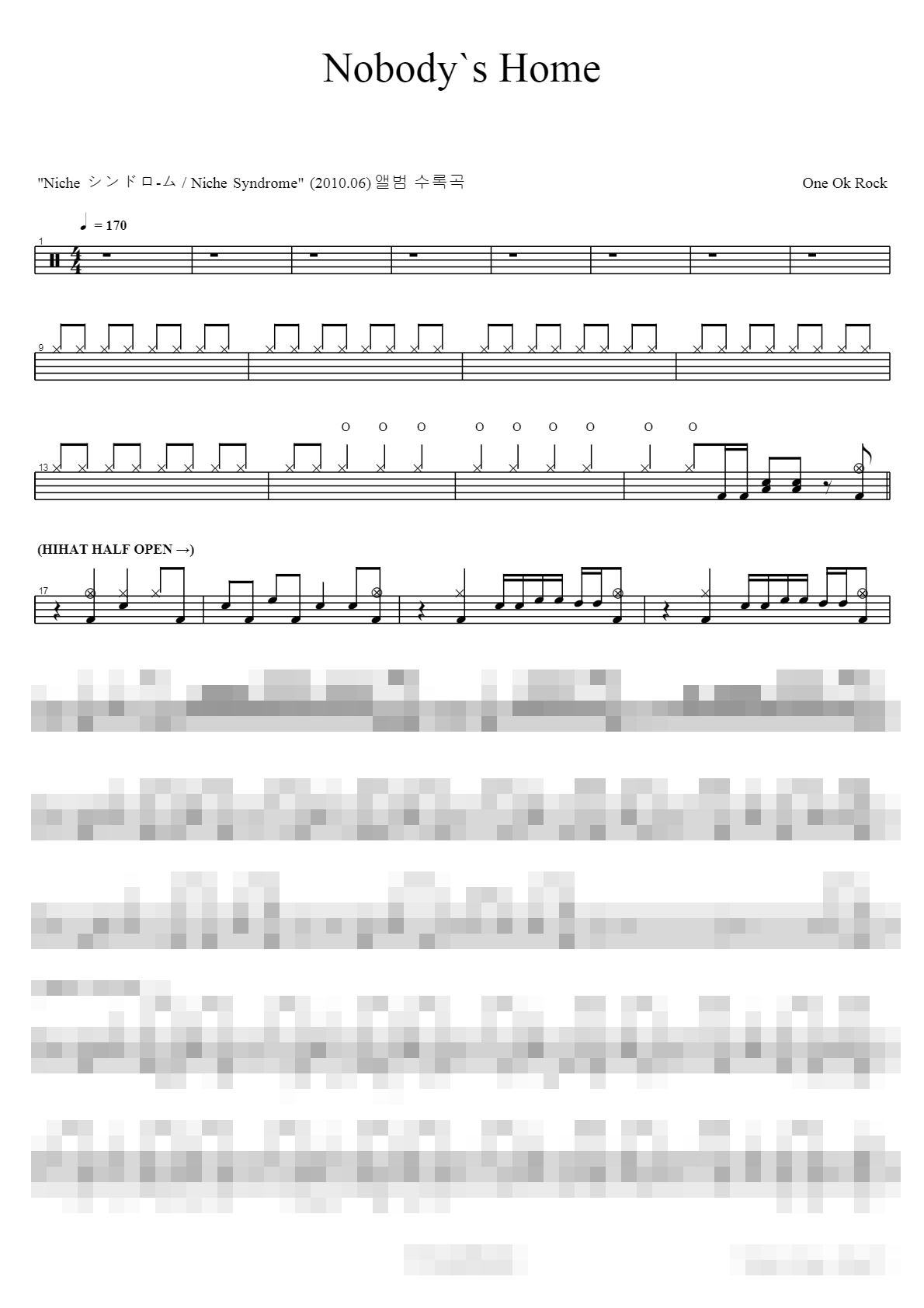 Nobodys Home Sheet Music Preview