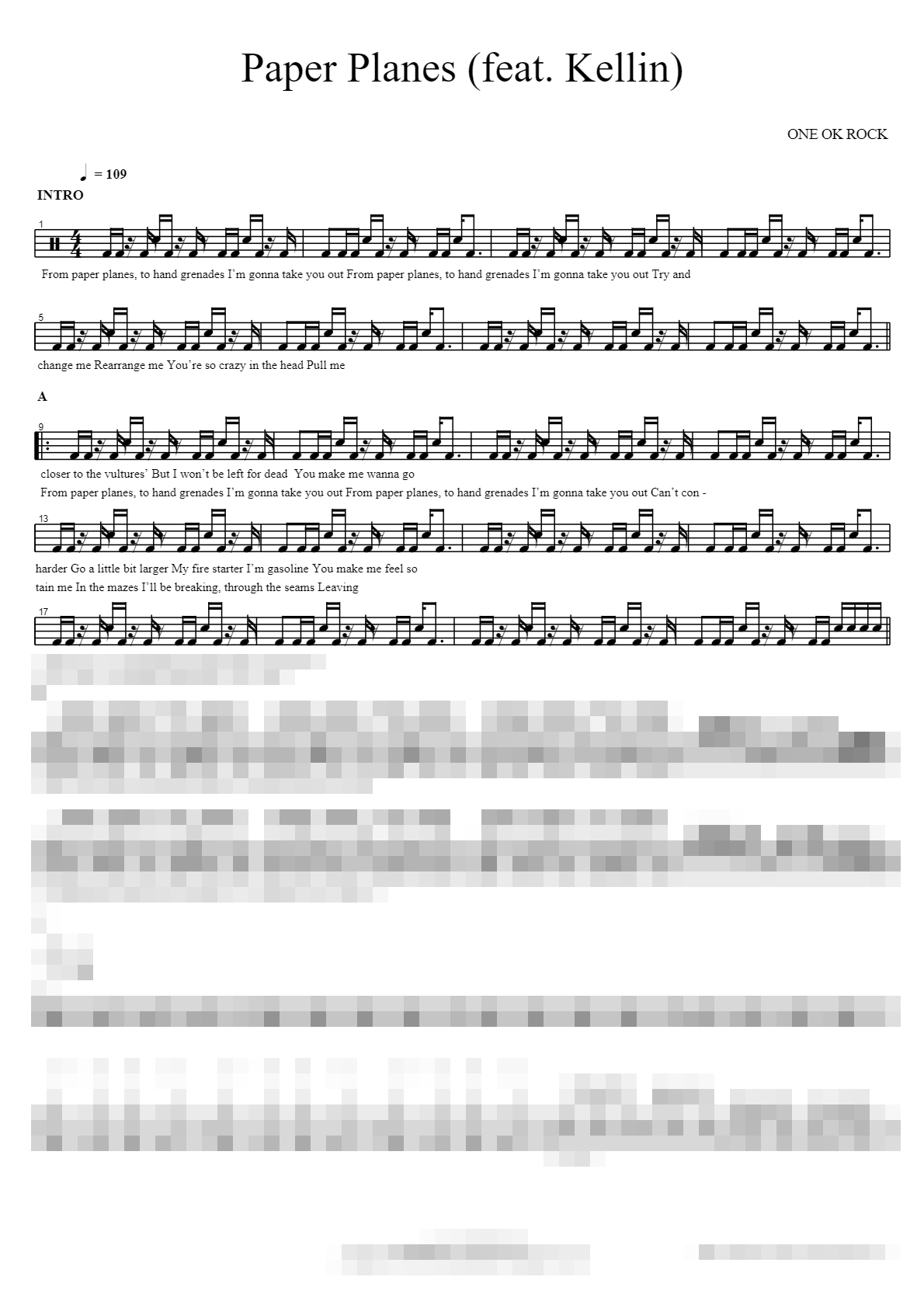 Paper Planes (feat. Kellin) Sheet Music Preview