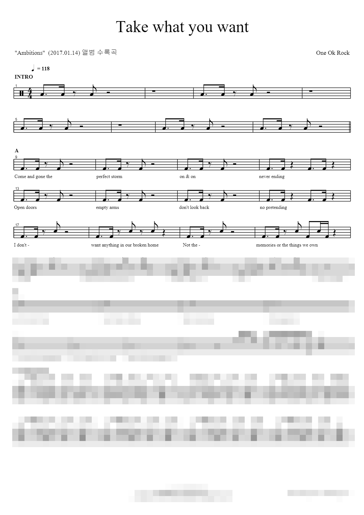Take what you want Sheet Music Preview