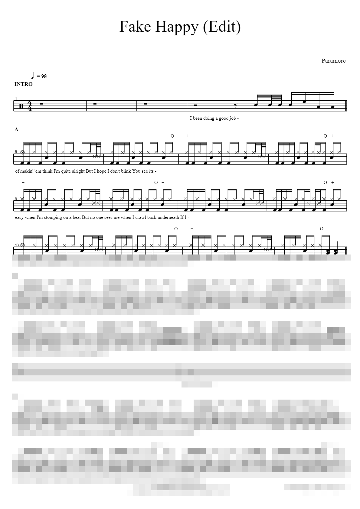 Fake Happy (Edit) Sheet Music Preview