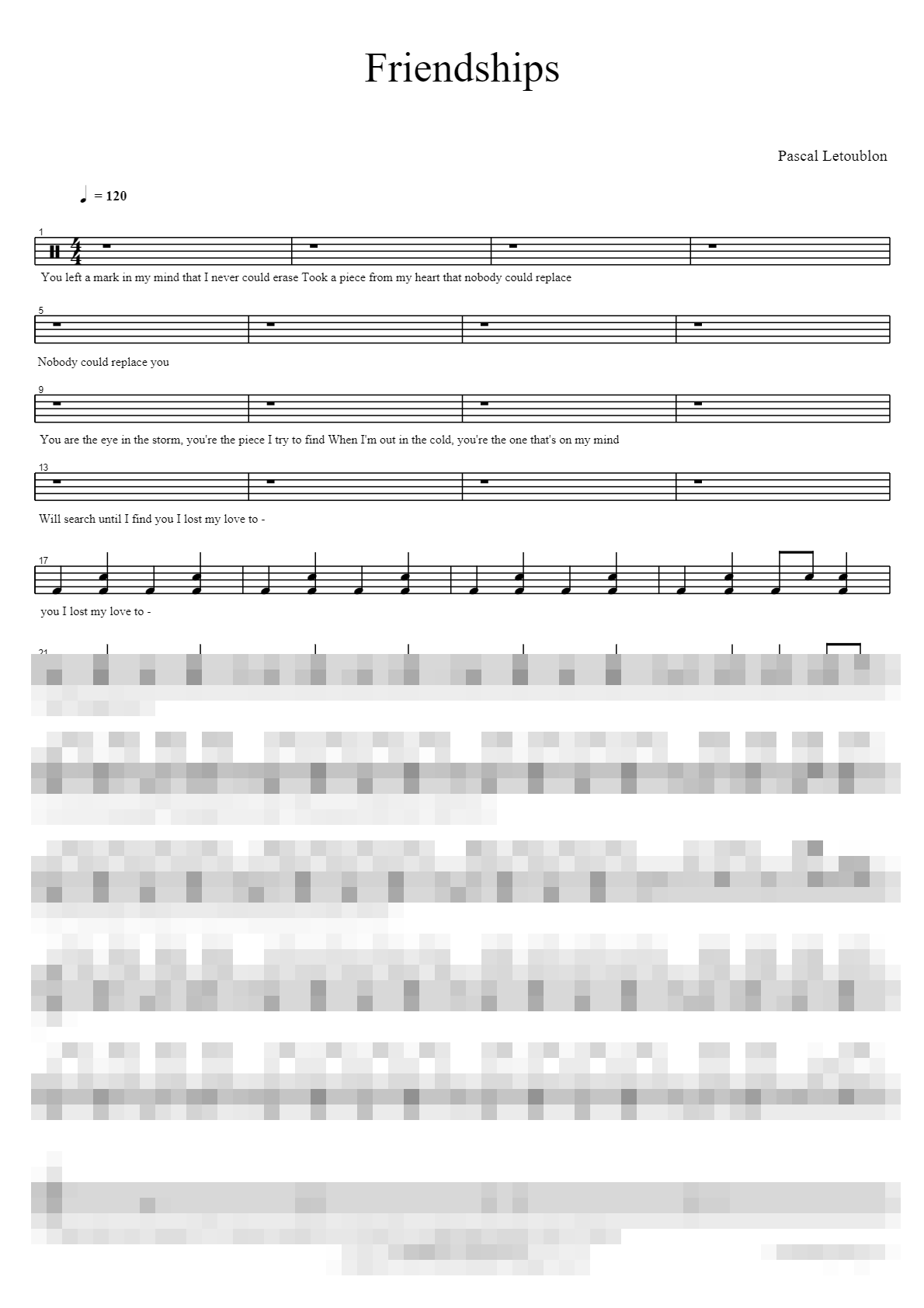 Friendships Sheet Music Preview