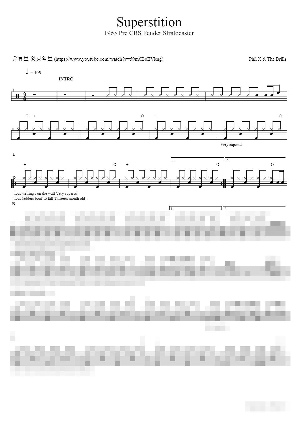 Superstition Sheet Music Preview