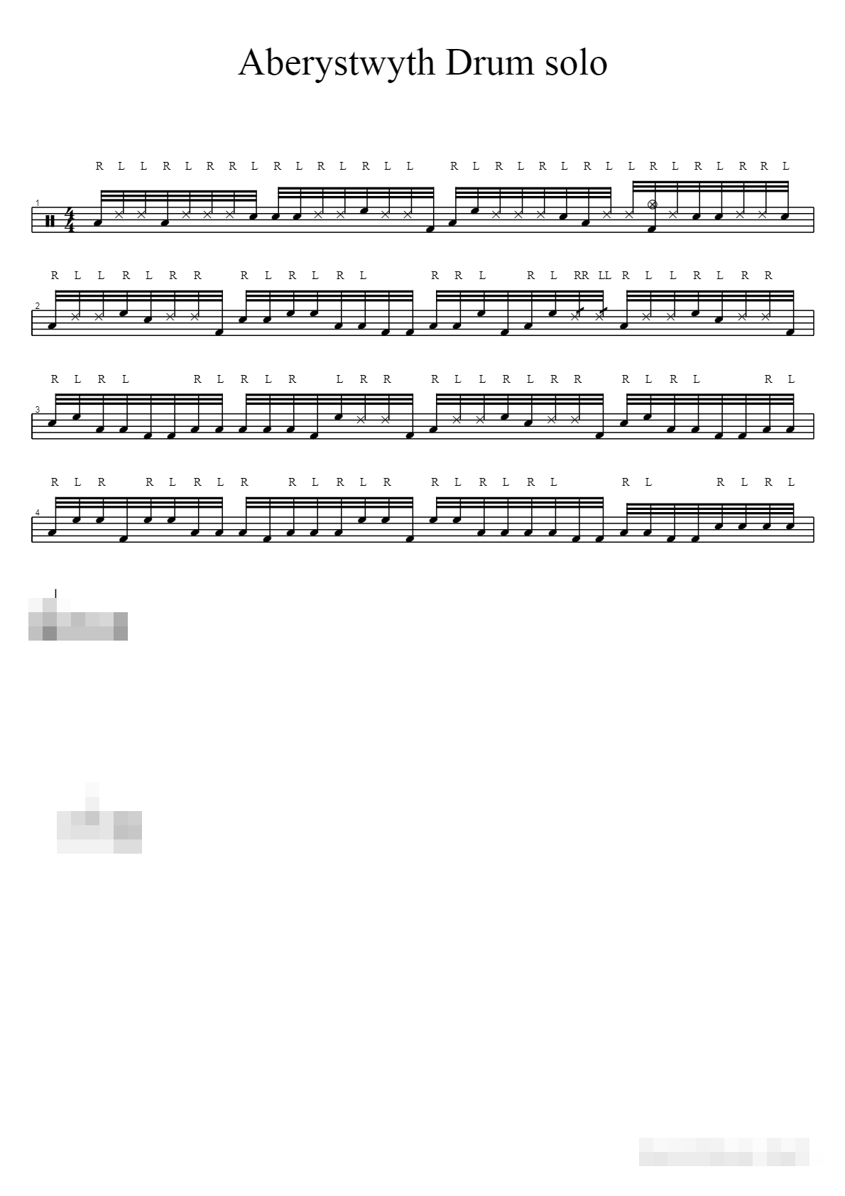 Aberystwyth Drum solo Sheet Music Preview