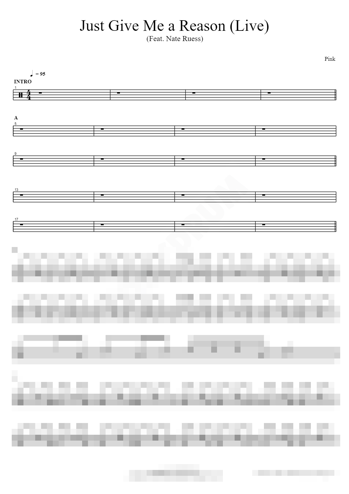 Just Give Me a Reason (Live) (Feat. Nate Ruess) Sheet Music Preview