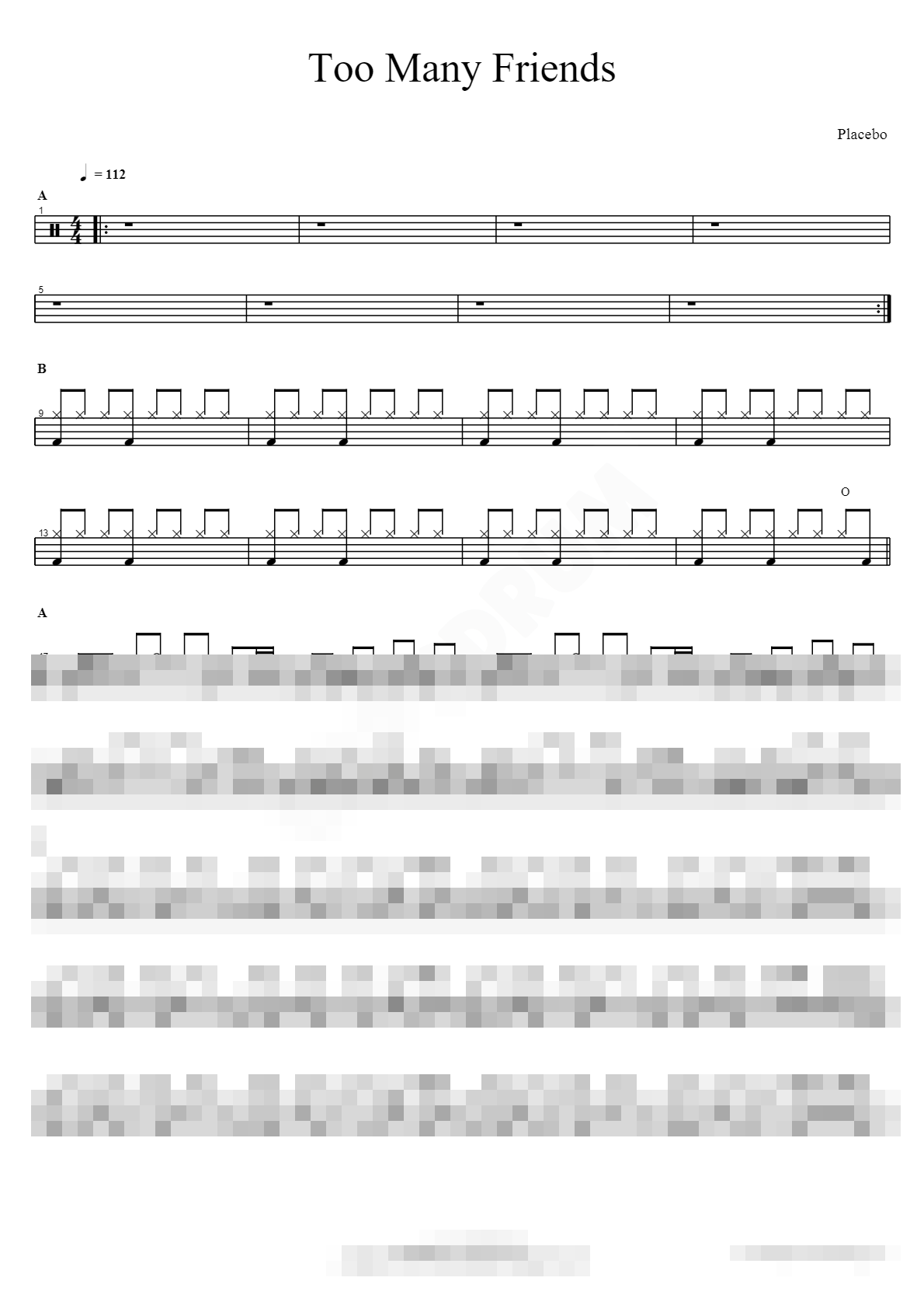 Too Many Friends Sheet Music Preview