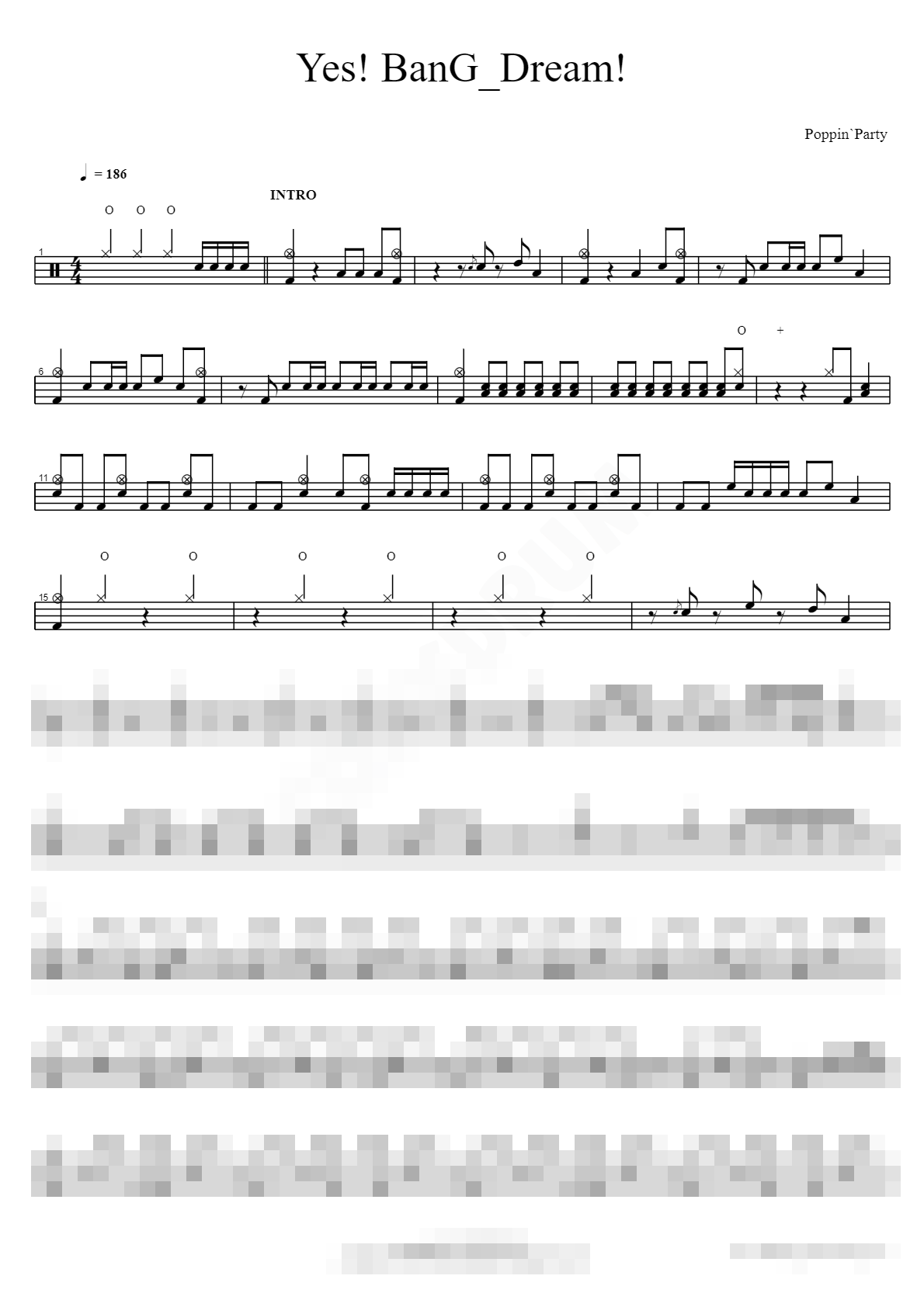 Yes! BanG_Dream! Sheet Music Preview