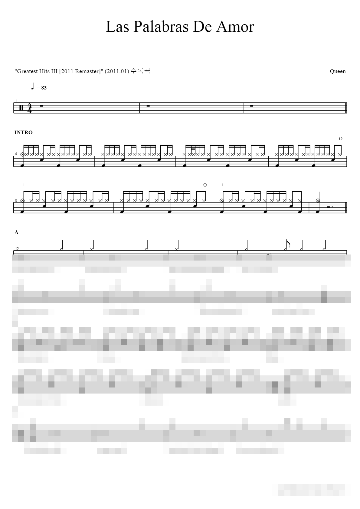 Las Palabras De Amor Sheet Music Preview
