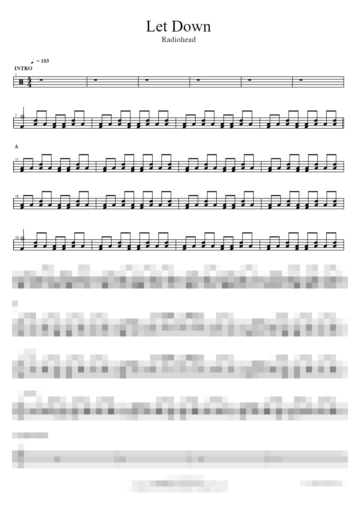 Let Down Sheet Music Preview