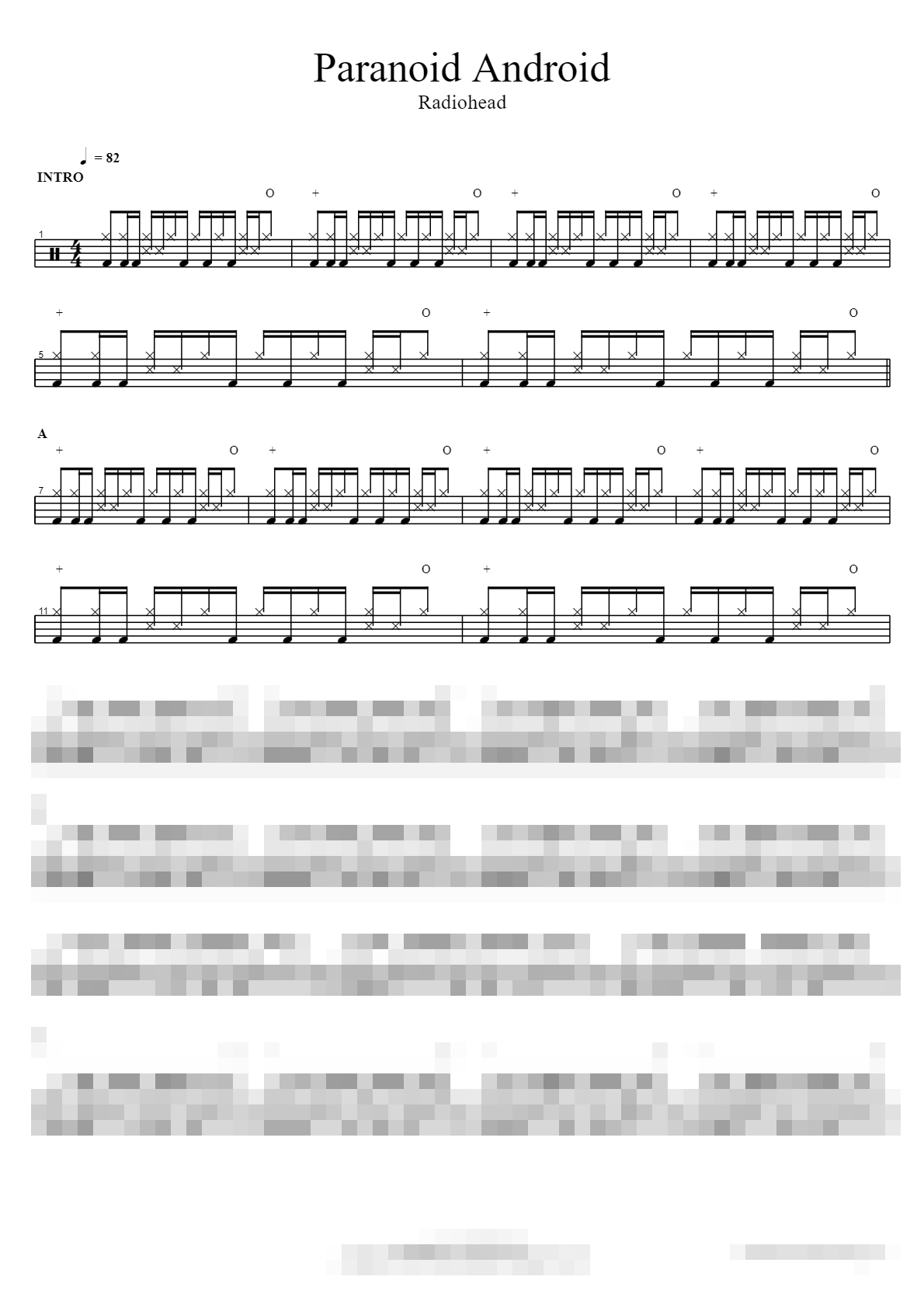 Paranoid Android Sheet Music Preview