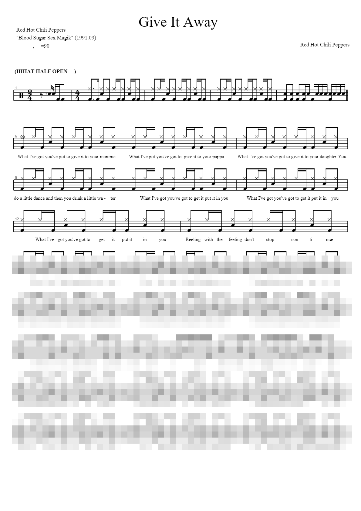 Give It Away Sheet Music Preview