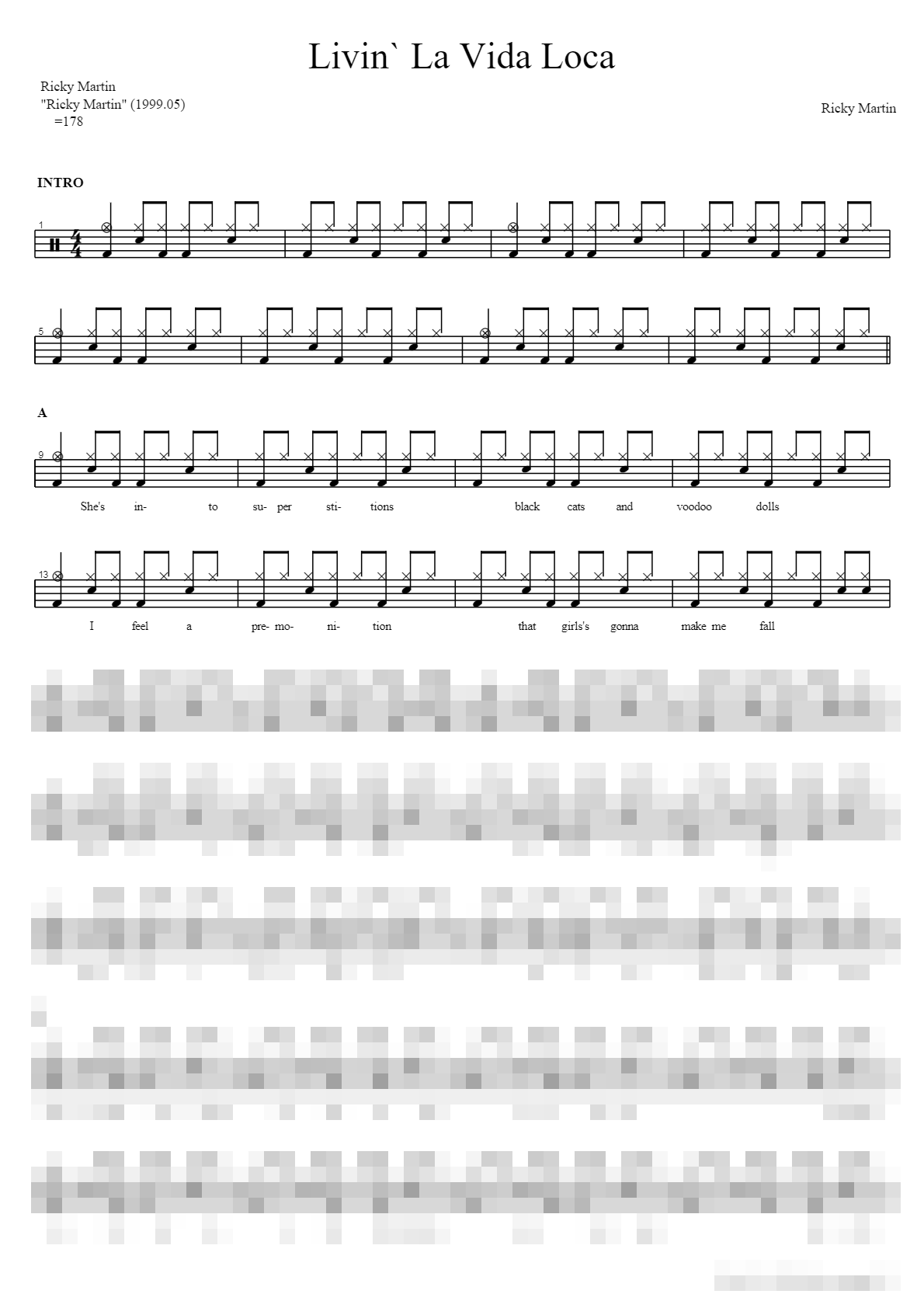 Livin La Vida Loca Sheet Music Preview