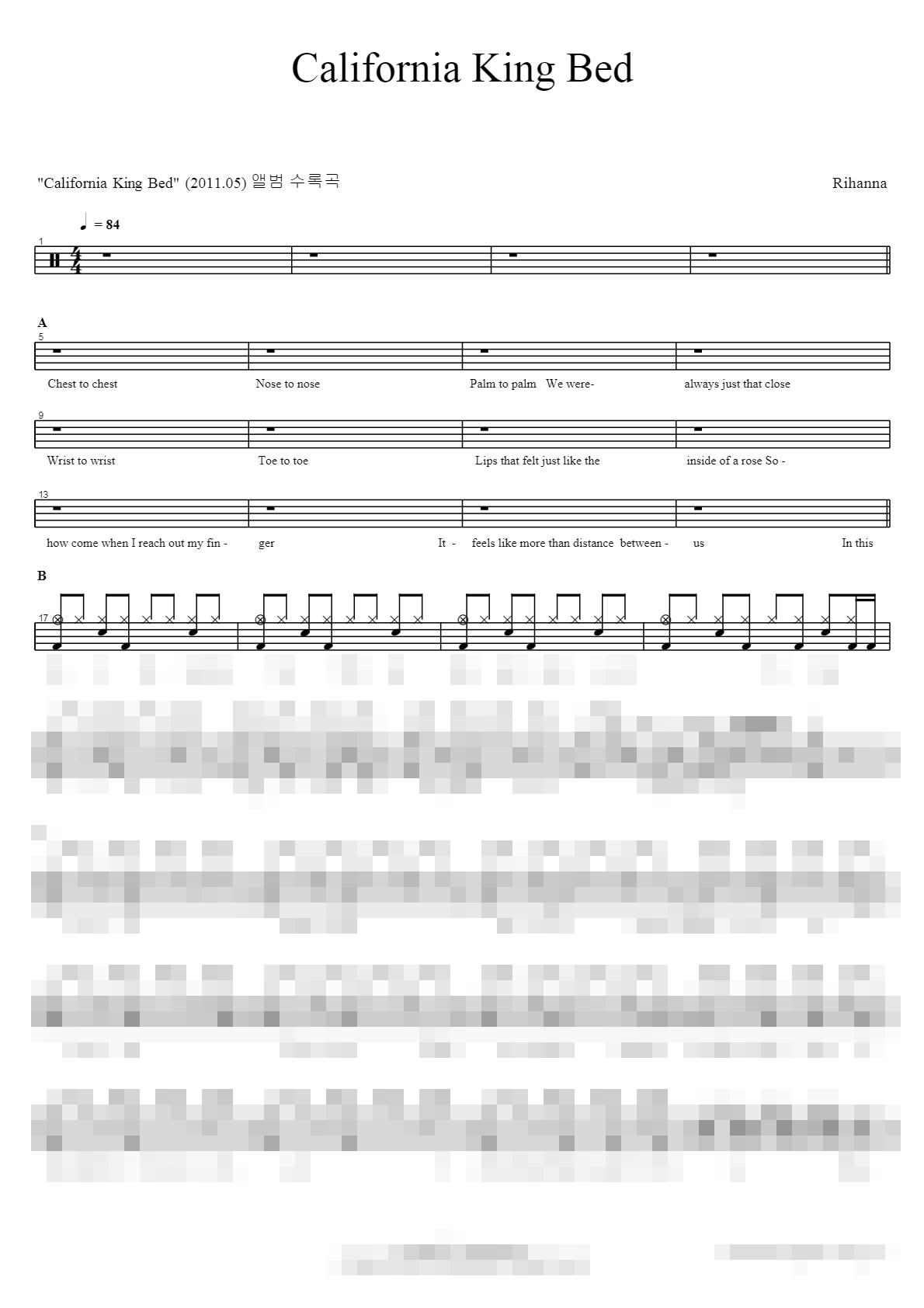 California King Bed Sheet Music Preview