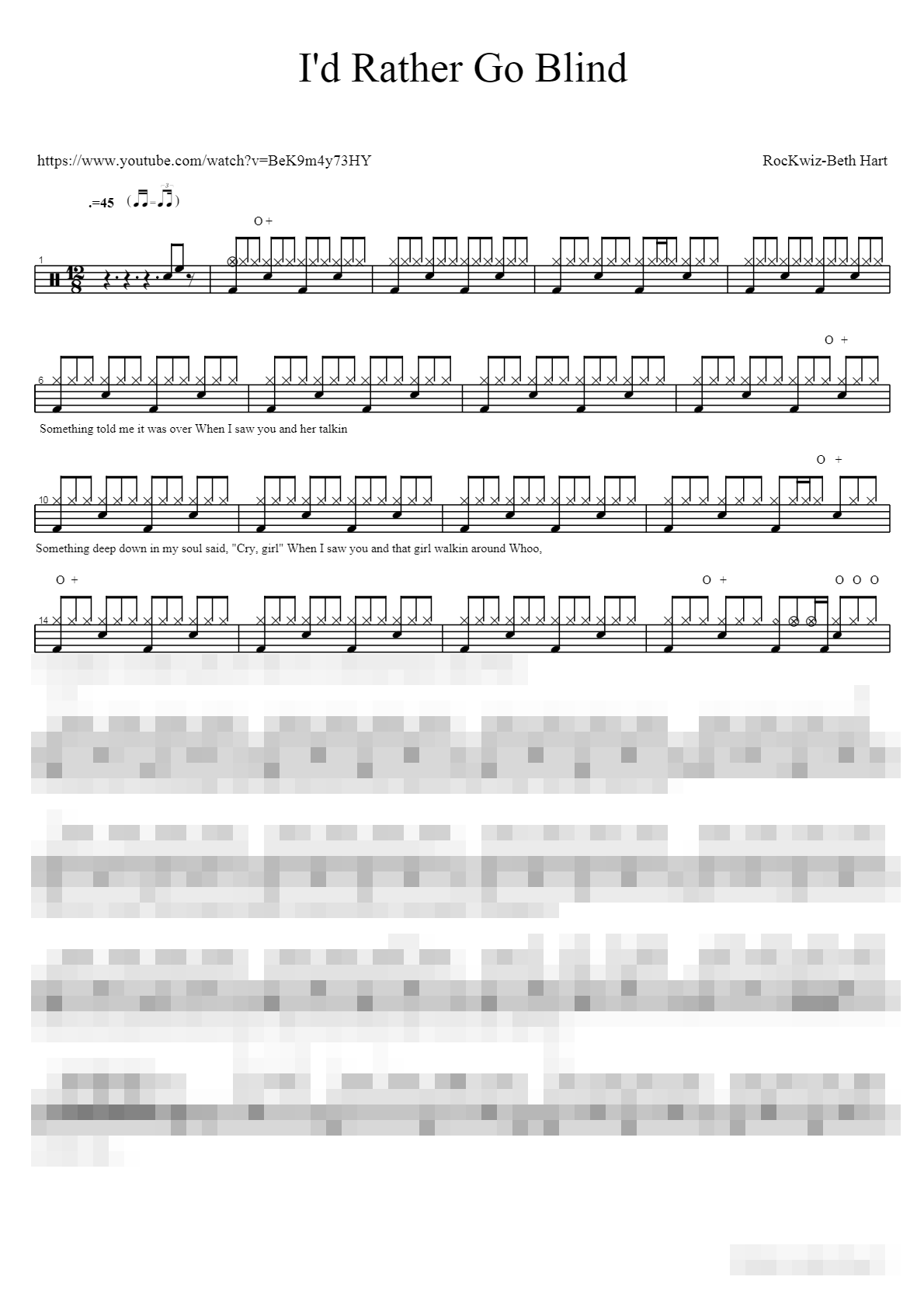 I'd Rather Go Blind Sheet Music Preview