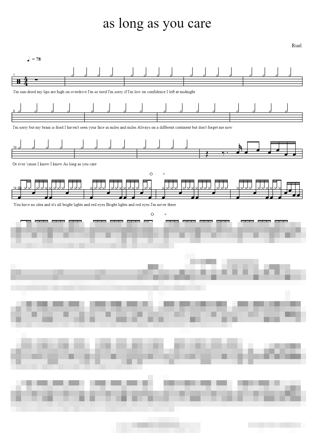 as long as you care Sheet Music Preview